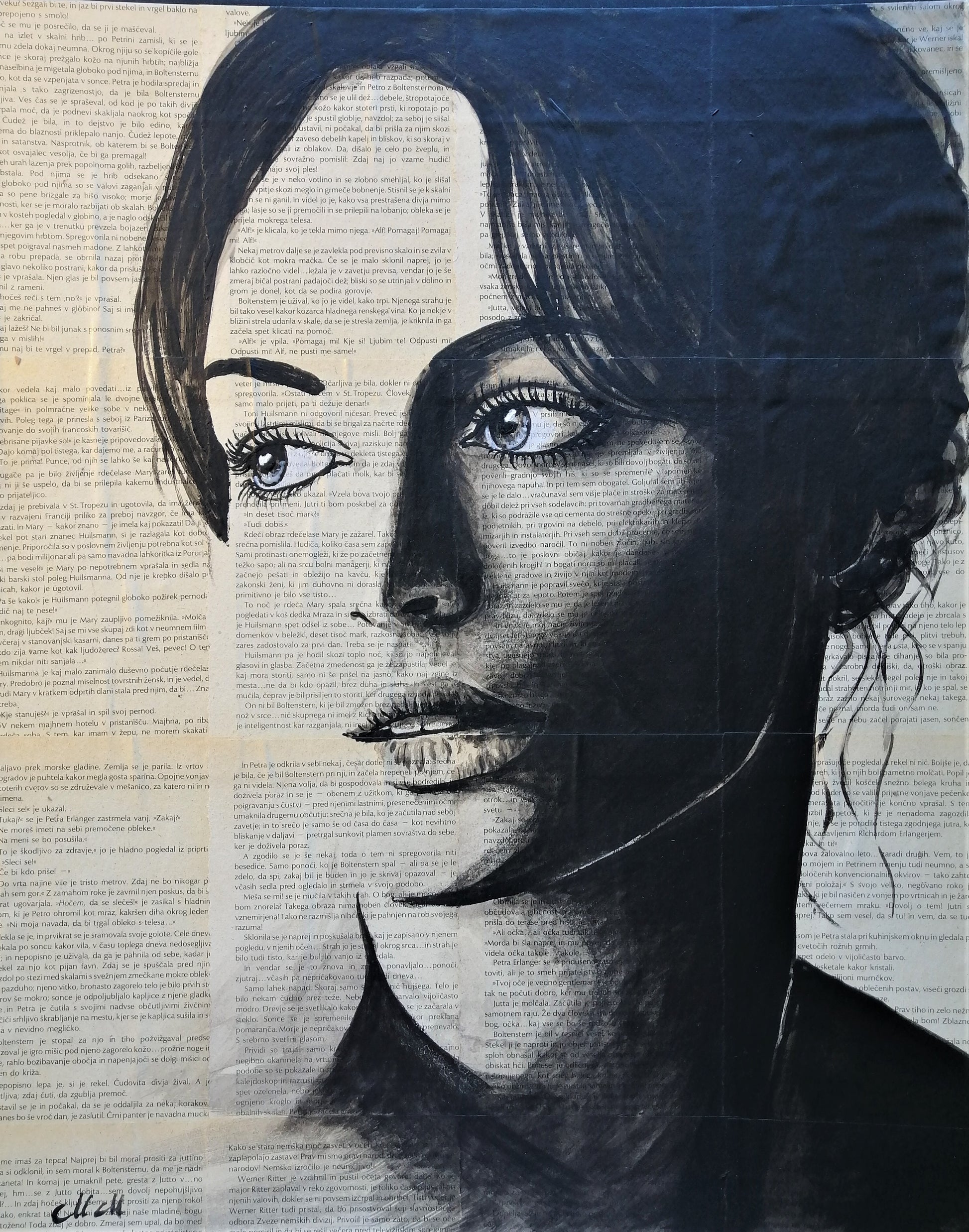 Book Collage Portrait Art – Mixed Media Minimalist Artwork

As a book lover and artist, I find inspiration in the beauty of old pages and the stories they tell. This book collage portrait is a unique blend of mixed media art, perfect for a modern minimalist home.

This chic lady newspaper art is an original black and white portrait painting, created with acrylic paint on book sheets, which are glued to thin wooden panel. The result is a striking fusion of literature and contemporary art.