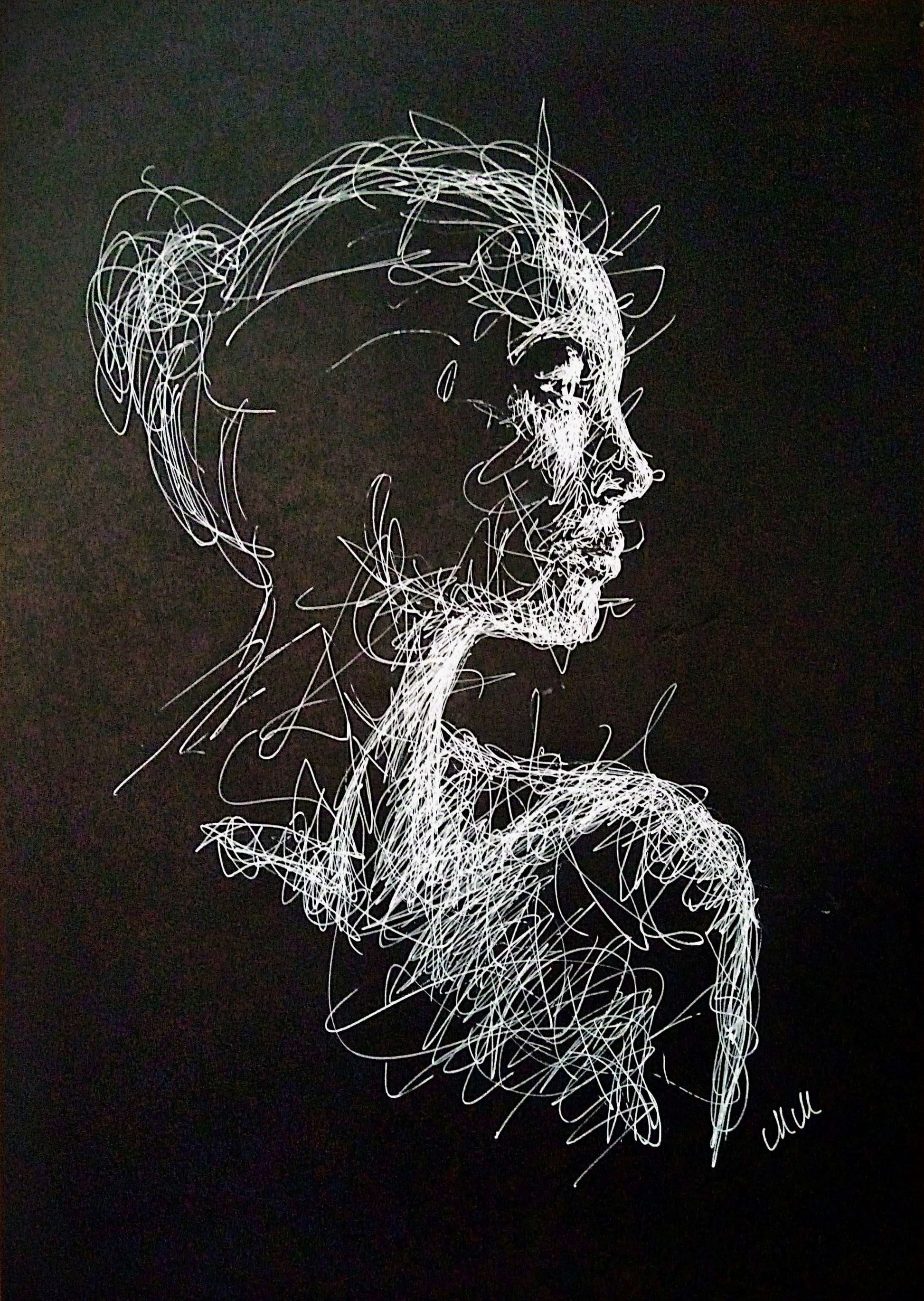 Modern Elegance Black and White Line Portrait Drawing - Original Sensual Art

This Modern Elegance black and white line portrait drawing is an original, sensual piece of artwork, handmade with love and care.

The minimalist female face figure captures a timeless beauty, offering a sophisticated touch to any space. The delicate lines, drawn with white pen on black art paper, evoke both grace and strength, creating a striking contrast that will captivate the eye.