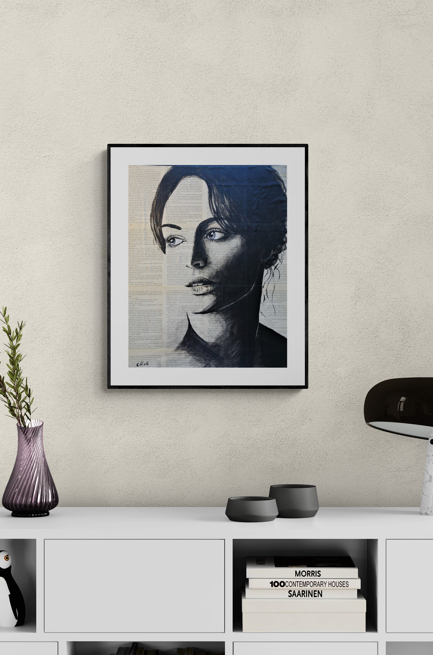 Book Collage Portrait Art – Mixed Media Minimalist Artwork

As a book lover and artist, I find inspiration in the beauty of old pages and the stories they tell. This book collage portrait is a unique blend of mixed media art, perfect for a modern minimalist home.

This chic lady newspaper art is an original black and white portrait painting, created with acrylic paint on book sheets, which are glued to thin wooden panel. The result is a striking fusion of literature and contemporary art.