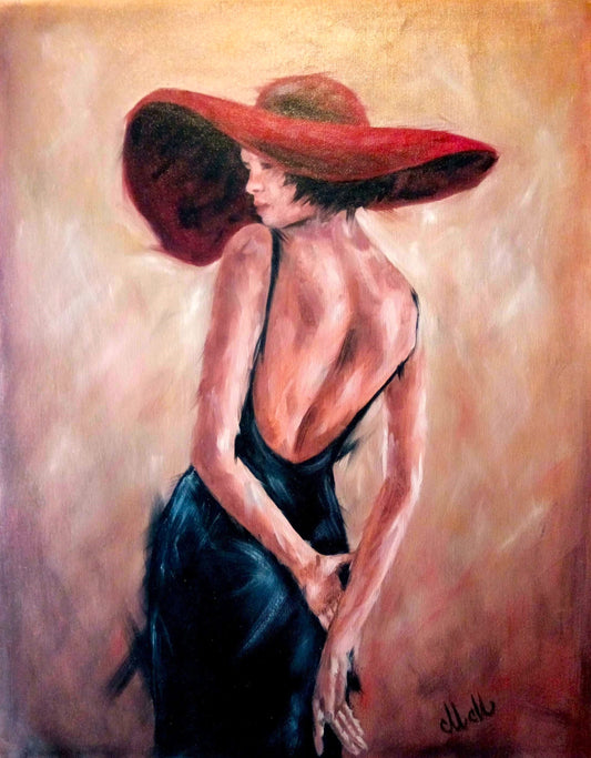 Sensual. Elegant. Timeless.

This captivating oil painting of a woman in a red hat embodies grace, femininity, and quiet romance. With a sensual pose and soft expression, the artwork brings both warmth and sophistication to any interior.