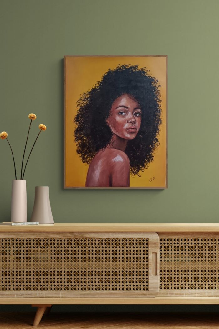 original oil portrait painting - african woman