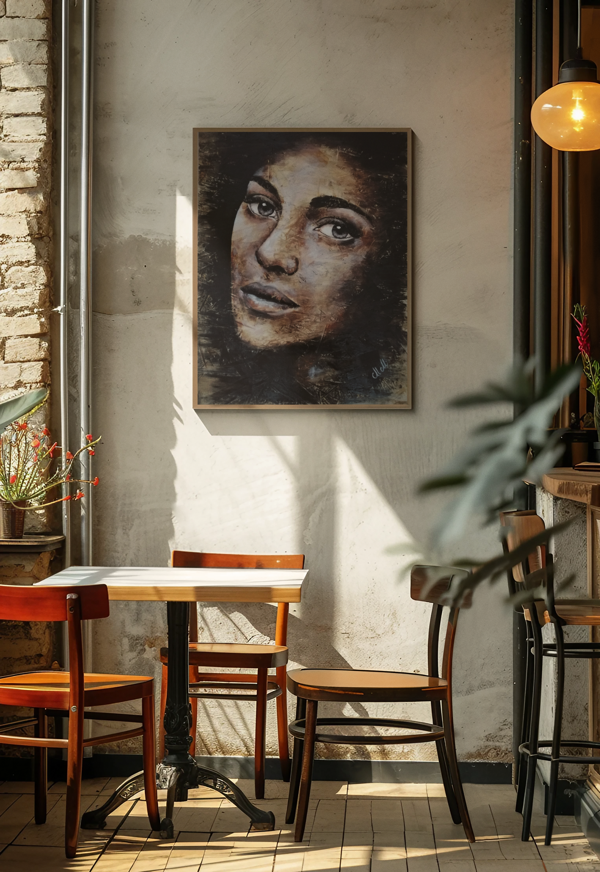 This handmade portrait painting of a woman on wood blends rustic charm with modern aesthetics.

The acrylic portrait, painted on a recycled wood, brings warmth and character to any space.

Beautiful face of a woman is perfect as a statement decor for your living room or as a thoughtful gift for someone special.

Face painting size: 47 cm x 61 cm (18" x 24")

It comes ready to hang, adding an artistic touch to your modern home wall decoration.