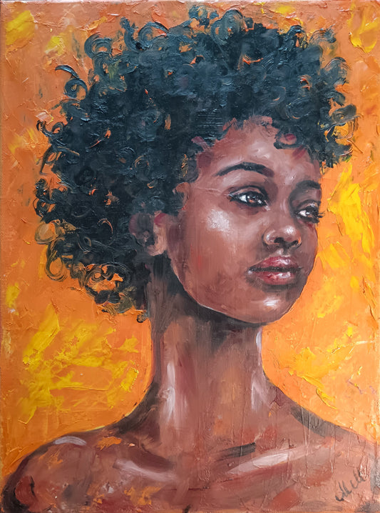 

This powerful African American woman portrait is an original, hand-painted oil artwork that celebrates beauty, strength, and elegance. Created with high-quality oil paints on canvas, this unique piece is perfect as a meaningful gift for someone special or as a stunning addition to your home gallery wall.