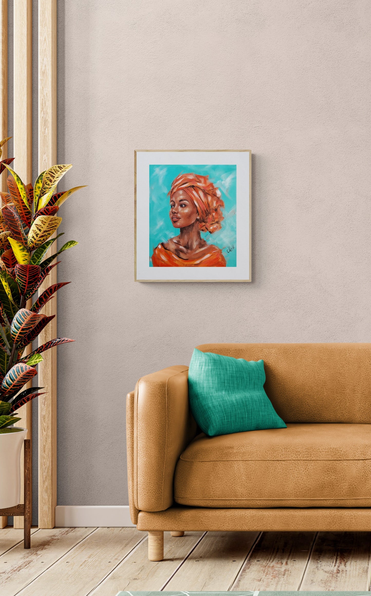 Radiant African Grace - original portraiture of a woman - beautiful wall decor for your living room.