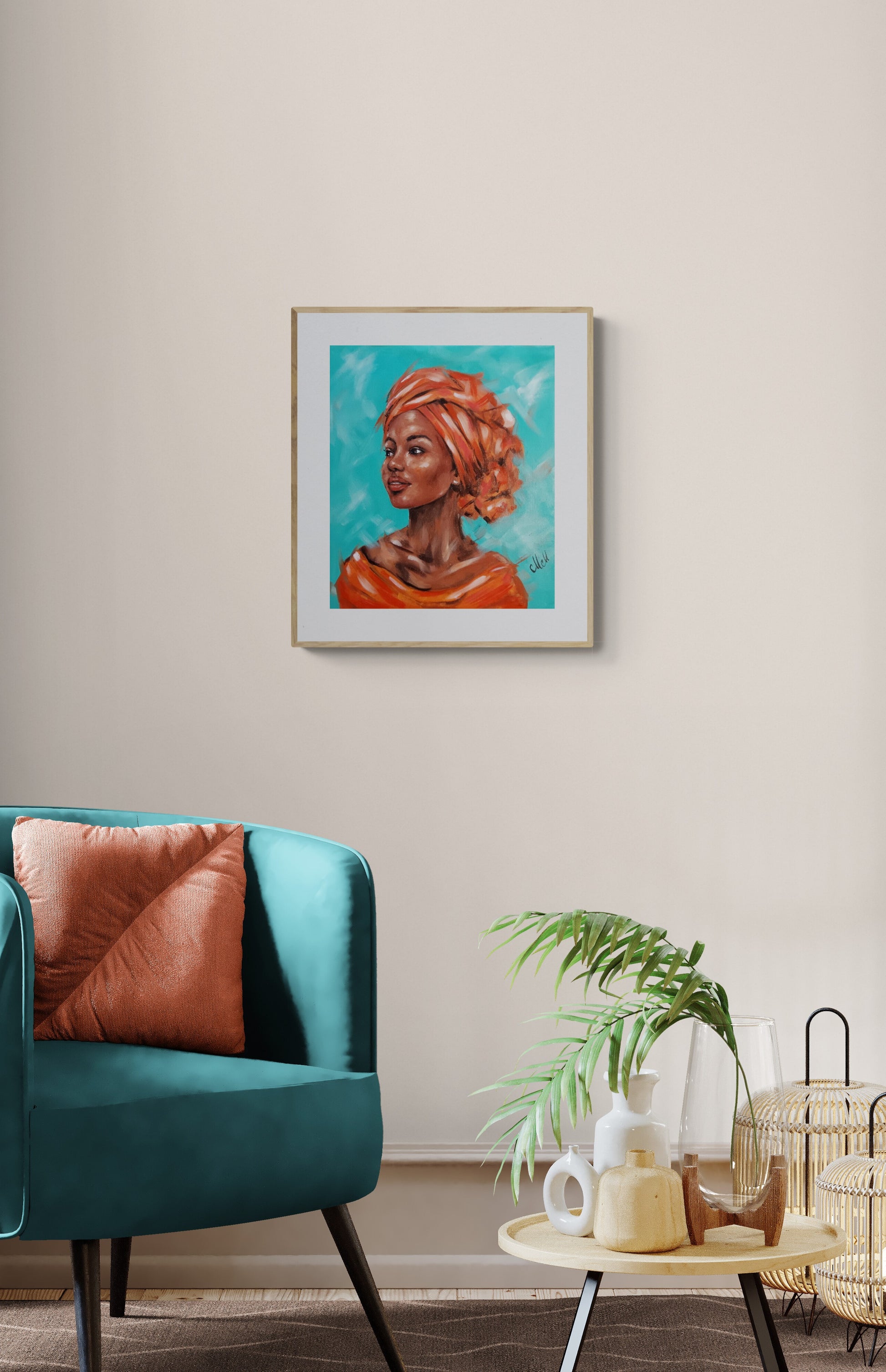 Radiant African Grace - portrait artwork  for your living room.