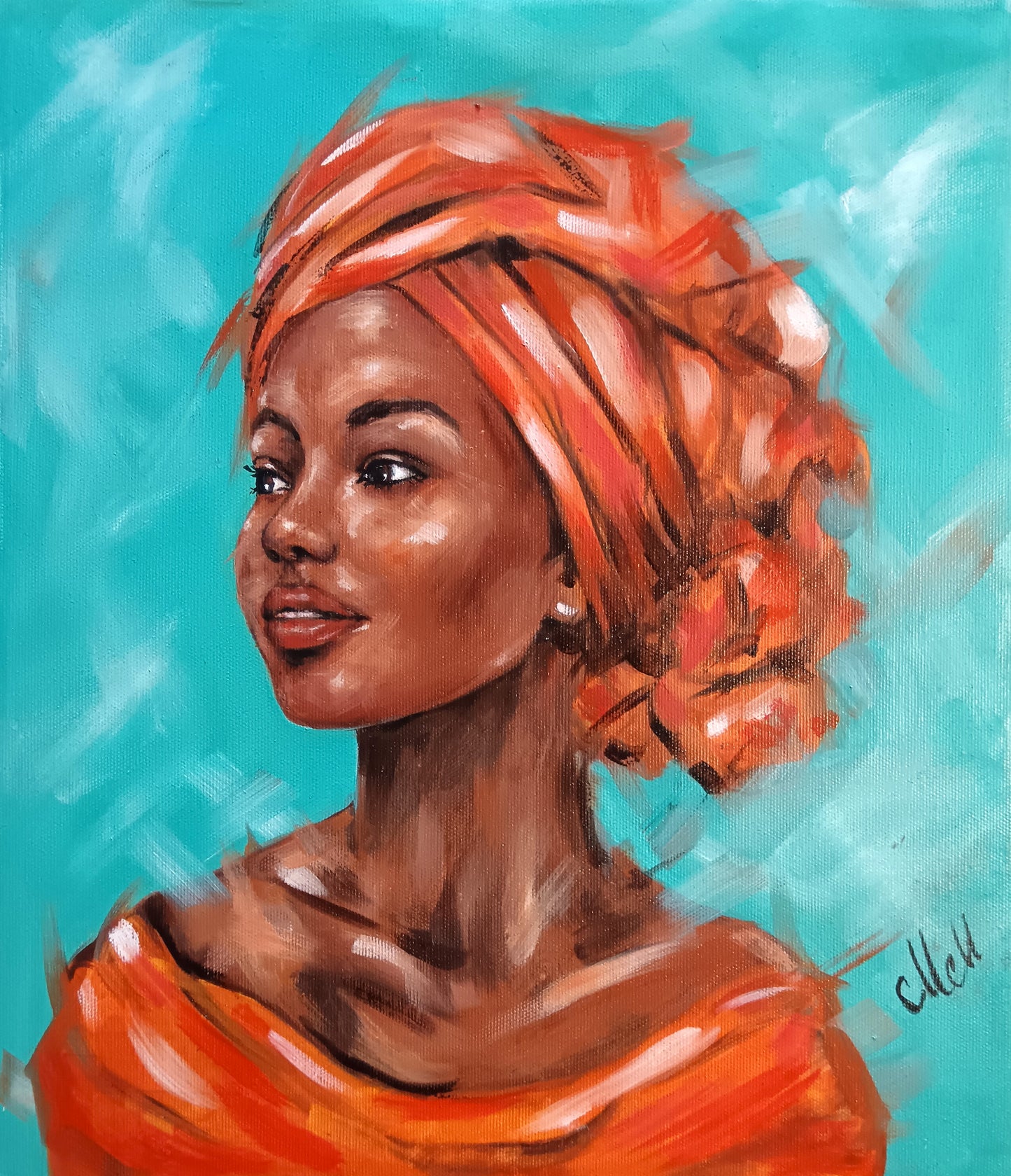 Radiant African Grace – Original Acrylic Portrait Painting