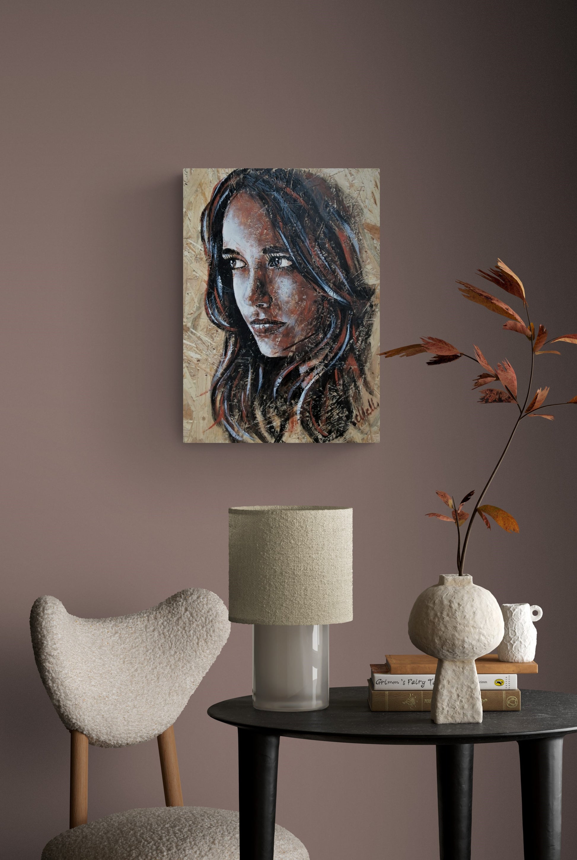 Elegant Profile Portrait on Wood – Unique Wall Art Inspired by Nature

This one-of-a-kind profile portrait on wood is a stunning blend of natural beauty and artistic expression.

Hand-painted with delicate acrylic strokes on an OSB wood panel, this piece brings warmth, texture, and character to any space.

The organic wood grain enhances the artwork’s depth, making it a timeless addition to your home gallery.

Whether as a meaningful gift for someone special or a unique touch to your own decor.