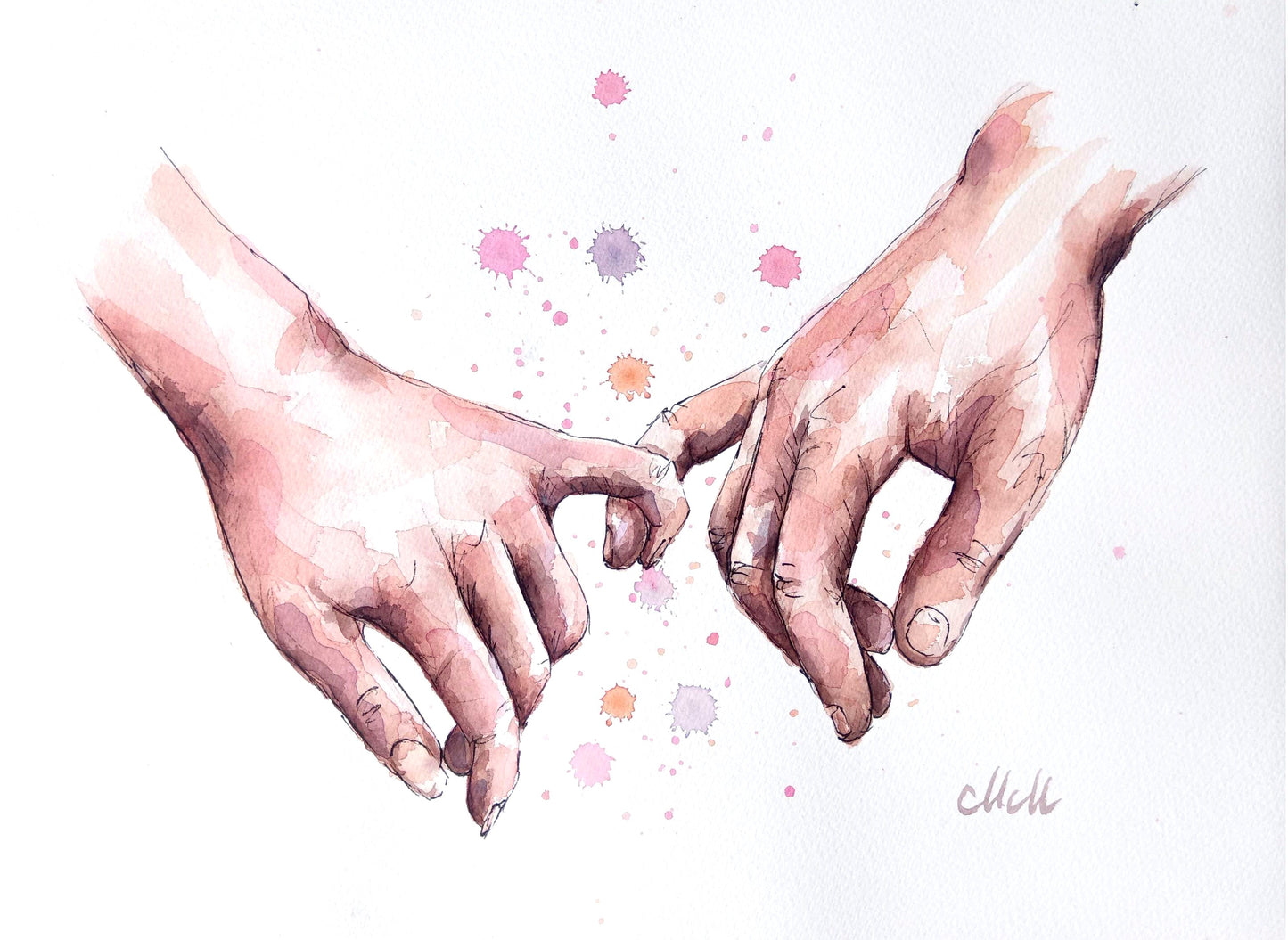 Romantic Hand-in-Hand – Watercolor Artwork - Ink Drawing

Bring warmth and intimacy to your space with this beautiful watercolor painting of a romantic hand-in-hand moment.

The delicate water drops, ink drawing and natural skin tones create a soft, emotional connection, making it a perfect piece for your home.

Artwork Size: 14" x 11" (38 cm x 28 cm)