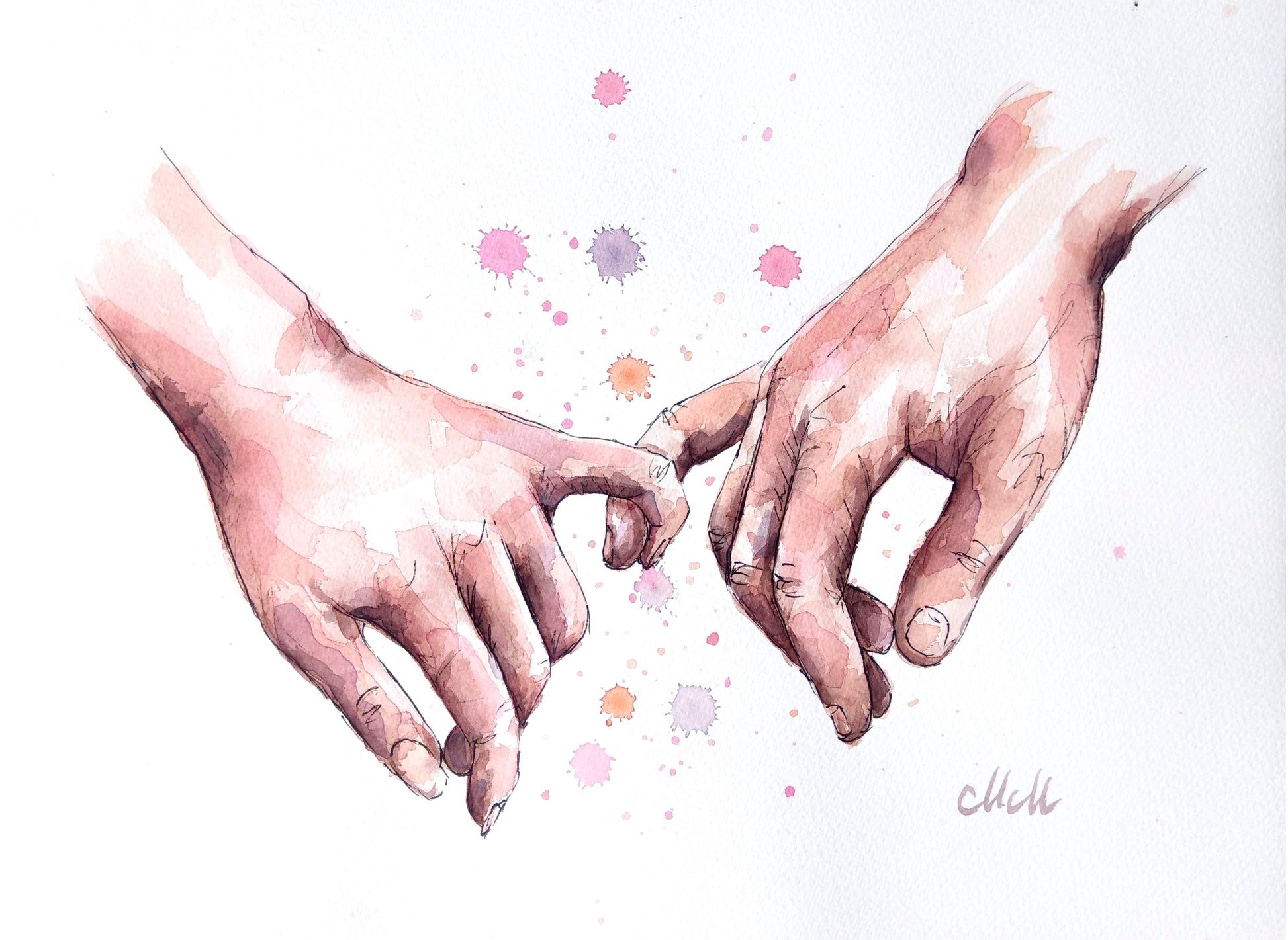Romantic Hand-in-Hand – Watercolor Artwork - Ink Drawing

Bring warmth and intimacy to your space with this beautiful watercolor painting of a romantic hand-in-hand moment.

The delicate water drops, ink drawing and natural skin tones create a soft, emotional connection, making it a perfect piece for your home.

Artwork Size: 14" x 11" (38 cm x 28 cm)