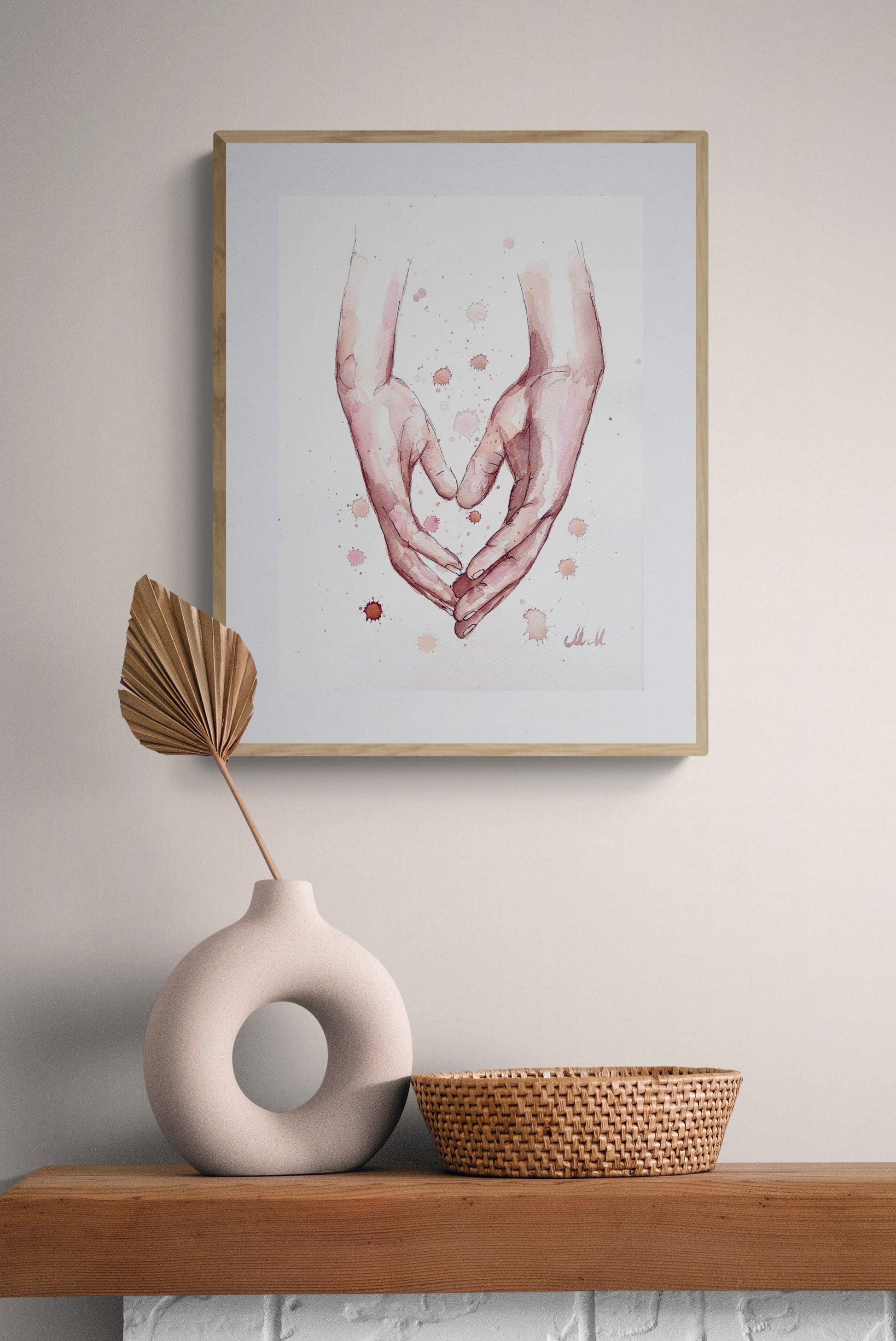 Romantic Hand in Hand – Watercolor Artwork - Wedding gift

Bring warmth and intimacy to your space with this beautiful watercolor painting of a romantic hand-in-hand moment. The delicate water drops, ink drawing and natural skin tones create a soft, emotional connection, making it a perfect piece for your home.

Artwork Size: 14" x 11" (38 cm x 28 cm)

Made with high-quality materials, this minimalist yet expressive artwork adds elegance to your bedroom, bathroom, or living area.
