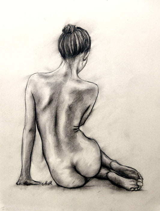 Nude Woman Charcoal Drawing – Female Figure

This erotic artwork charcoal drawing is a beautiful blend of sensuality and elegance. The romantic picture captures the female figure in a way that is both intimate and shy, making it the perfect addition to your bedroom wall art or bathroom decor.

Created with charcoal on light beige paper, this piece brings the raw beauty of the human form to life with delicate yet bold strokes.

Size: 35 cm x 46 cm (14" x 18")