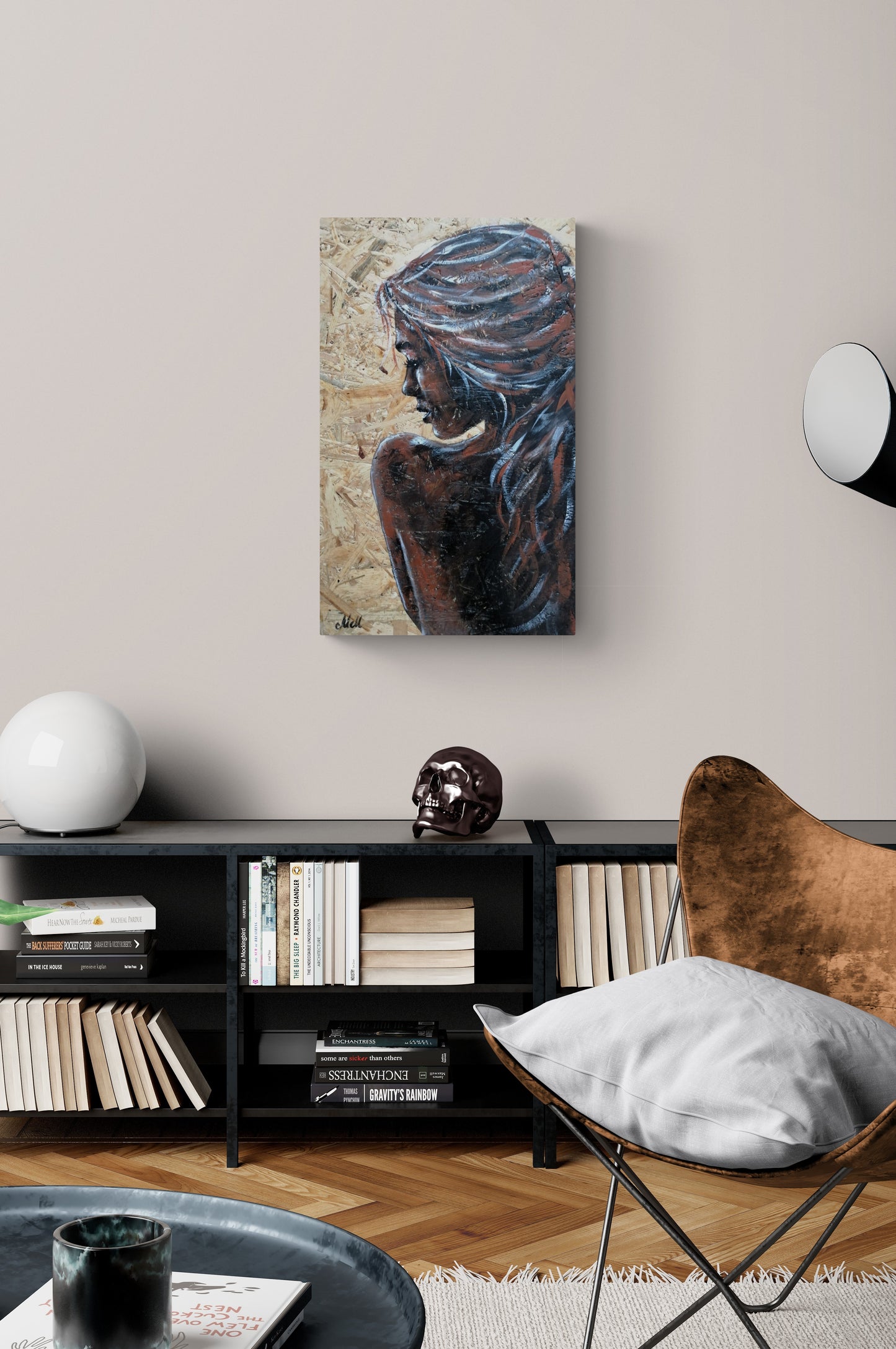 Elegant Portrait on Wood – Rustic & Timeless Wall Art

This delicate profile portrait of a woman, painted on a natural wood panel, blends rustic charm with artistic elegance.

The warmth of the wood grain enhances the expressive acrylic brushstrokes, making this piece a truly unique and soulful addition to your home.

Perfect for a cozy bedroom setting or as a statement piece in any space, this one-of-a-kind artwork brings both nature and creativity into your decor.