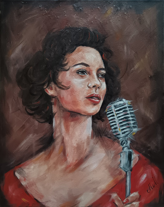 This original oil painting of a woman captures more than just a moment—it conveys rhythm, passion, and quiet strength. Her expression, graceful and full of feeling, invites you to feel the music behind the silence.
This is an impasto female face painting, where expressive, textured brushstrokes bring depth and movement to the portrait, adding richness that invites you to feel the emotion within the artwork.
Painted with rich oil colors on canvas, this portrait exudes sensuality and elegance.