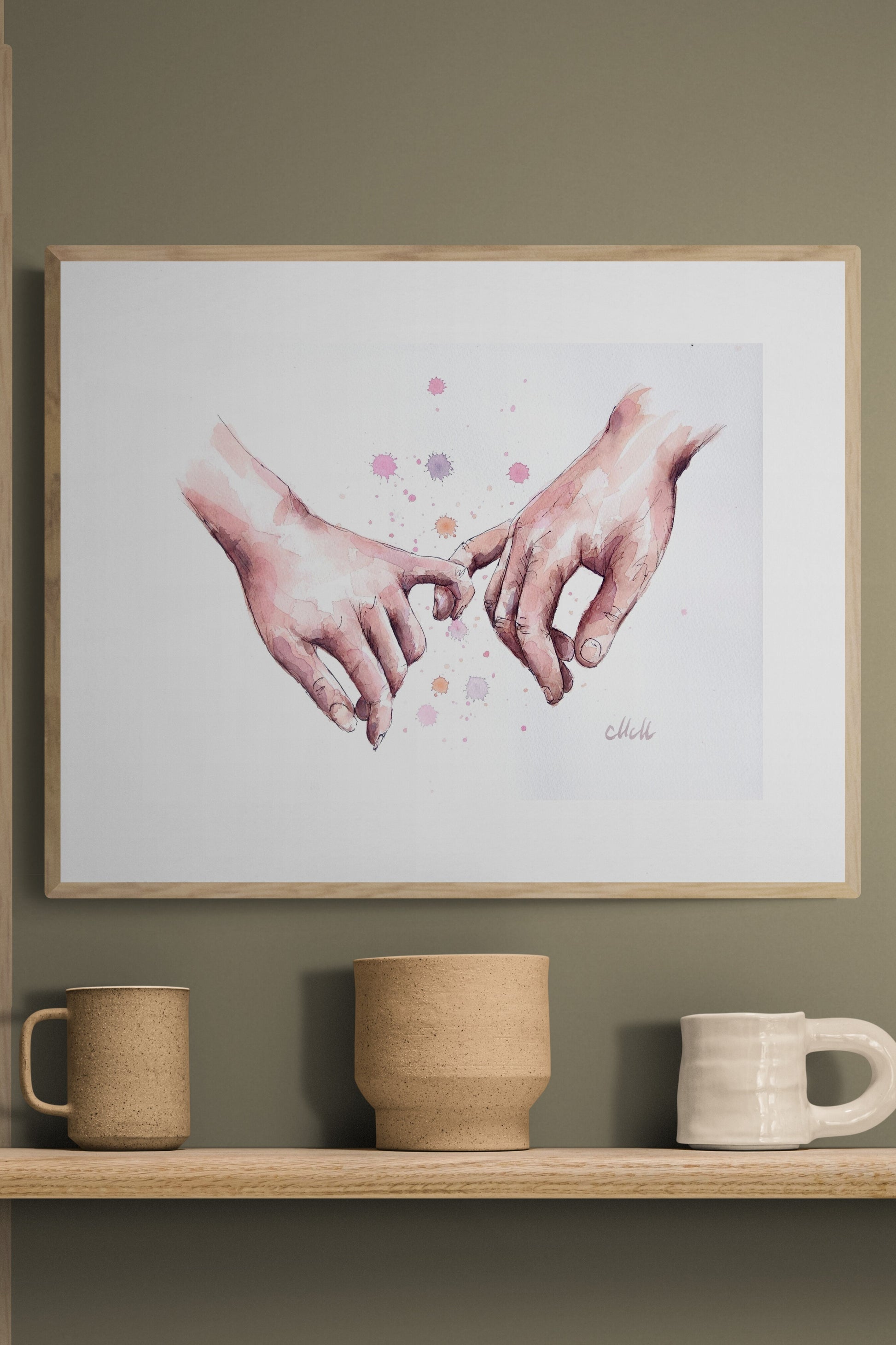 Romantic Hand-in-Hand – Watercolor Artwork - Ink Drawing

Bring warmth and intimacy to your space with this beautiful watercolor painting of a romantic hand-in-hand moment.

The delicate water drops, ink drawing and natural skin tones create a soft, emotional connection, making it a perfect piece for your home.

Artwork Size: 14" x 11" (38 cm x 28 cm)