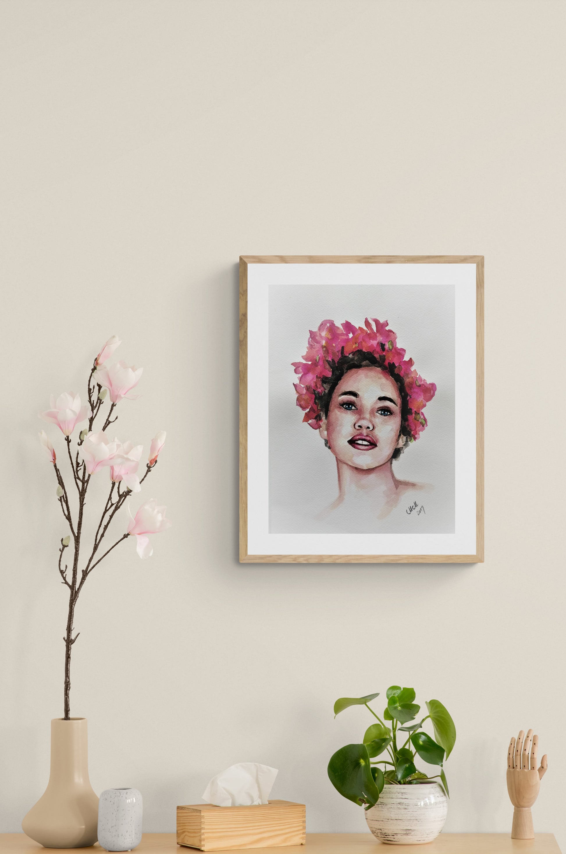 Woman with Flowers: Original Colorful Watercolor Portrait - Aquarelle Female Art

This stunning Woman with Flowers painting is an original, colorful watercolor portrait that radiates beauty and empowerment. The portrait of a beautiful woman with floral accents captures a sense of grace and strength, making it an inspiring piece for any space.

Hand made with high-quality watercolor paints, this aquarelle artwork is created on natural white, matte, heavy art paper.