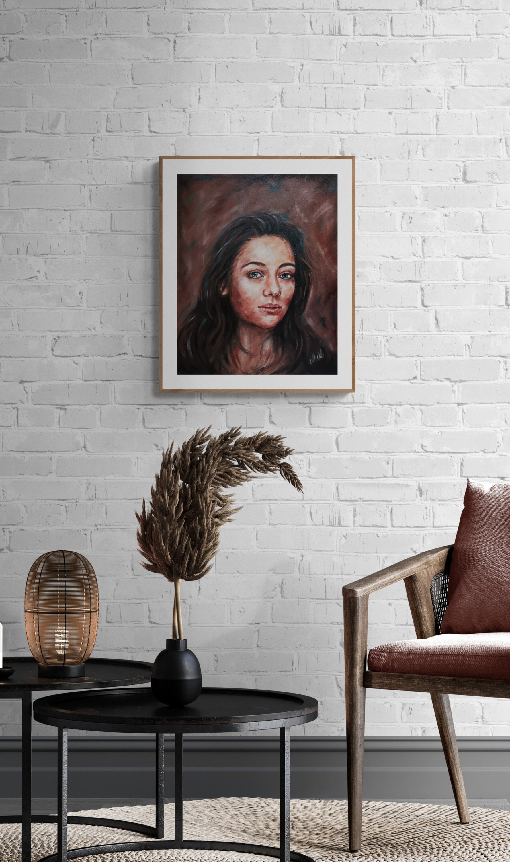 This Woman's face is original portrait painting in oil. Female portrait art is beautiful living room wall art.&nbsp;Sensual painting is also perfect for your bedroom painting.

This beautiful woman art is made with oil colors on canvas.

Portraiture art Size: 40 cm x 50 cm (16" x 20")

Original oil art on canvas will be carefully packaged and shipped by Registered International Mail with tracking number.

This original portrait of a woman is a unique idea for the Home gallery, art for livingroom.