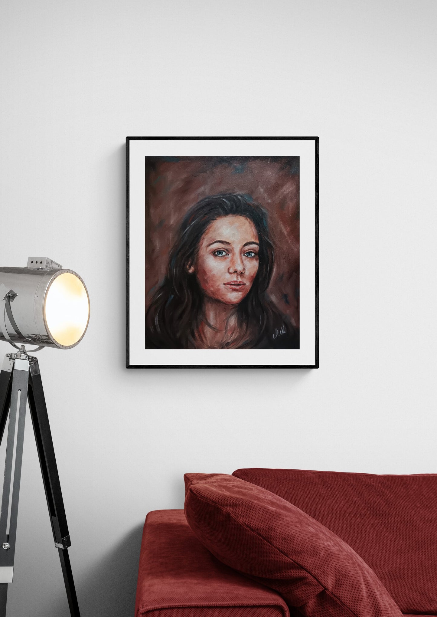 This Woman's face is original portrait painting in oil. Female portrait art is beautiful living room wall art.&nbsp;Sensual painting is also perfect for your bedroom painting.

This beautiful woman art is made with oil colors on canvas.

Portraiture art Size: 40 cm x 50 cm (16" x 20")

Original oil art on canvas will be carefully packaged and shipped by Registered International Mail with tracking number.

This original portrait of a woman is a unique idea for the Home gallery, art for livingroom.
