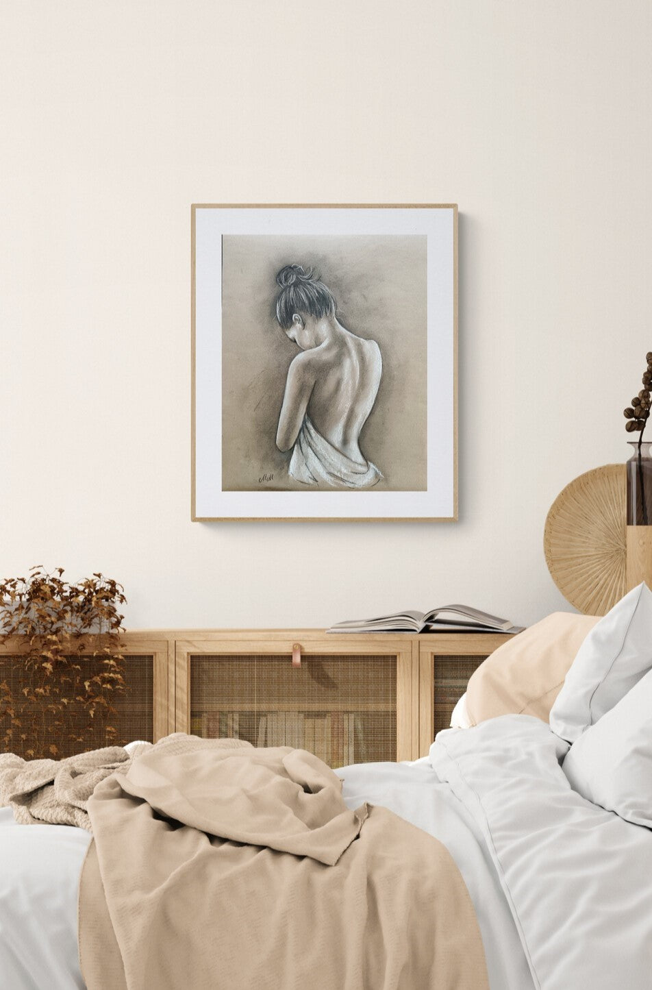 Sensual Charcoal Nude Drawing – Elegant Timeless Figure Art

As an artist, I find beauty in the simplicity of form and the expressive nature of charcoal. This female nude wall art is a delicate yet powerful presentation of femininity.

Shy Beauty is drawn on recycled beige art paper for a vintage, timeless feel.

The soft charcoal strokes emphasize the natural curves of the female form, making this an intimate and captivating artwork.