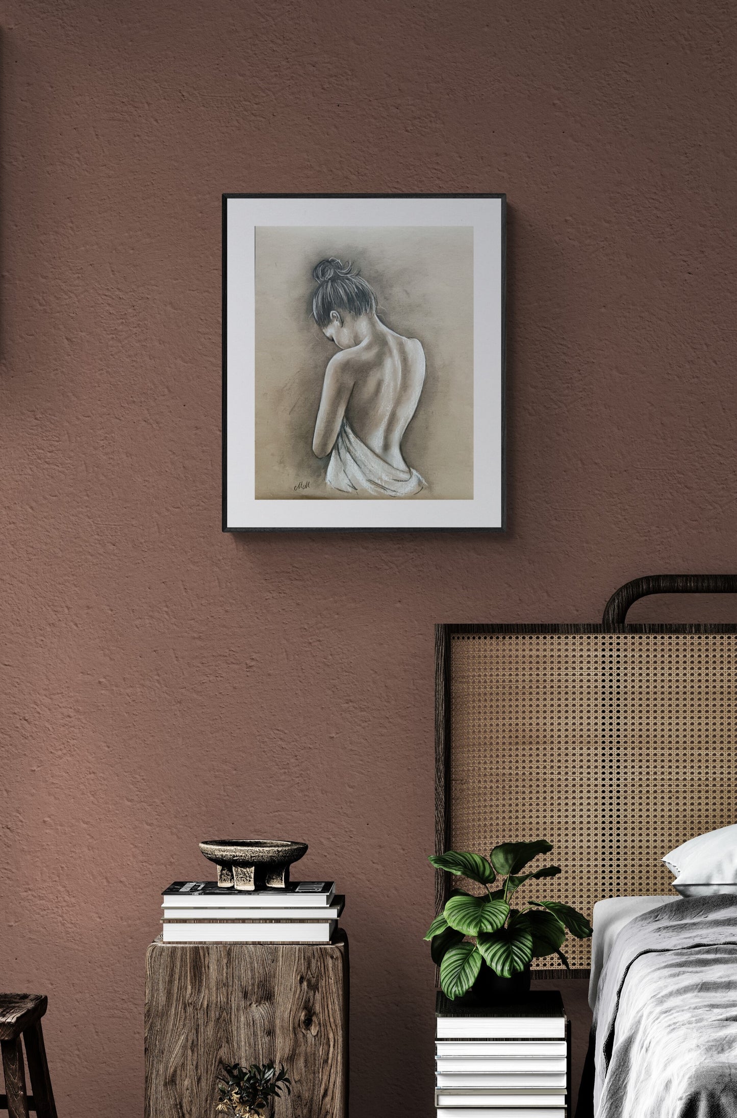 Sensual Charcoal Nude Drawing – Elegant Timeless Figure Art

As an artist, I find beauty in the simplicity of form and the expressive nature of charcoal. This female nude wall art is a delicate yet powerful presentation of femininity.

Shy Beauty is drawn on recycled beige art paper for a vintage, timeless feel.

The soft charcoal strokes emphasize the natural curves of the female form, making this an intimate and captivating artwork.