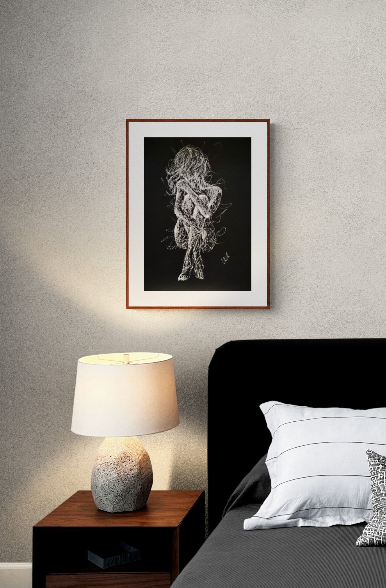 Black and White Sensual Line Drawing – Original Erotic Minimalist Art

Elevate your space with this captivating black and white line drawing, a stunning piece of original sensual art. Striking the perfect balance between elegance and intimacy.

This modern erotic painting is both sexy and subtle, making it an ideal choice for bedroom decor or sophisticated bathroom wall art.

This nude female figure is delicately created with a white pen on black art paper, showcasing graceful lines.