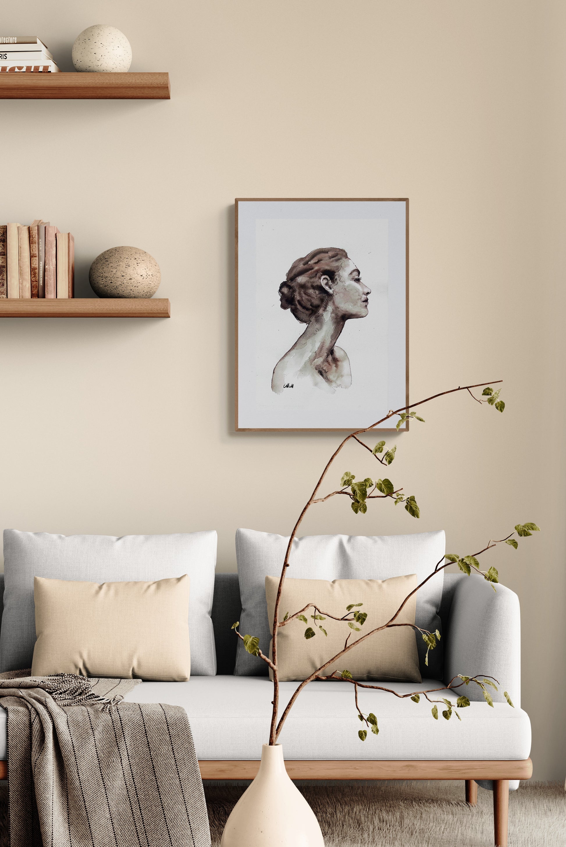 Grace Ink Portrait Painting – Original Black and White Female Profile Art

This female face is handmade drawing that beautifully captures the essence of feminine grace in a minimalist style.

Created with a delicate balance of black ink and watercolors, the female profile radiates elegance and grace, making it a timeless addition to any space.

Minimalist portrait of a woman artwork is simple yet powerful, demonstrating the beauty that can come from just water and a touch of black ink.