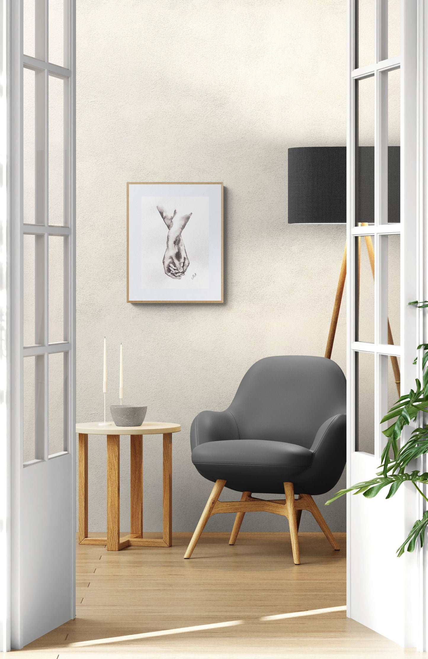 Hands touch IV - minimalsit wall art