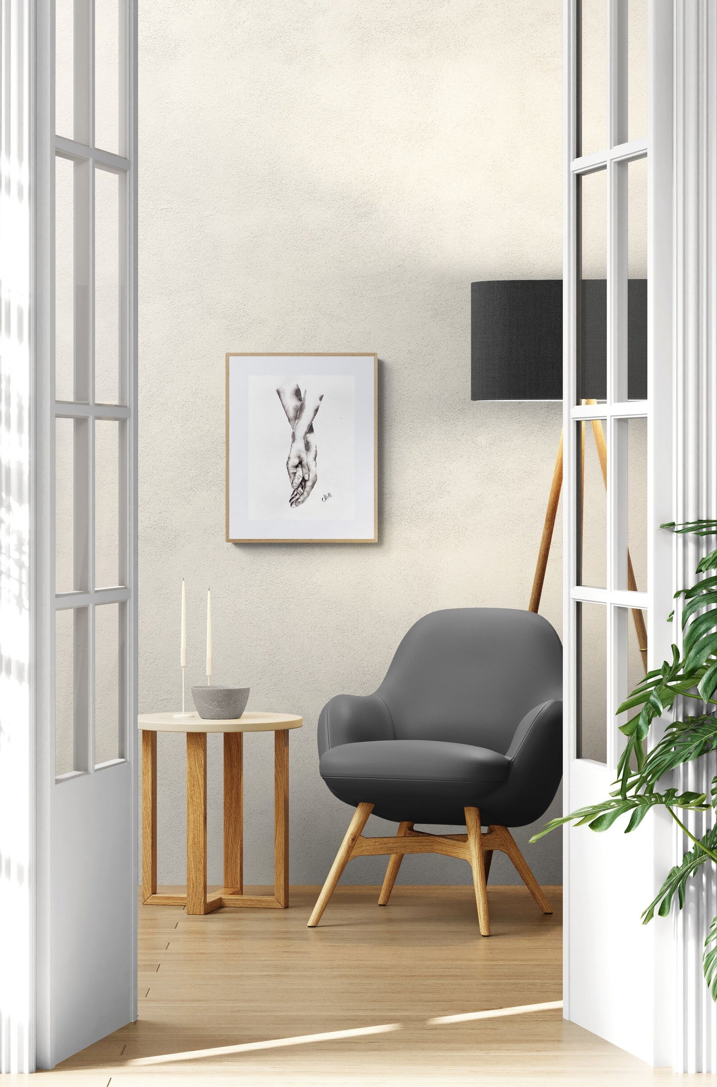 Hands touch II - minimalsit wall art