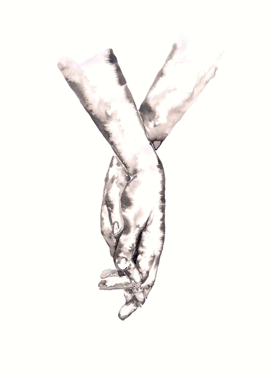Lovers Holding Hands IV – Minimalist Art - Ink Painting

This beautiful hand painting is the perfect gift for lovers, symbolizing love, connection, and unity.

The simple abstract wall art effortlessly complements contemporary home, Scandinavian living room and boho home.&nbsp;

Hand in hand art is a meaningful symbol of love, an ideal choice for holway wall decor or dining room wall decoration. This piece adds a stunning touch to any family home.

Size: 16" x 11" (42 cm x 29 cm)