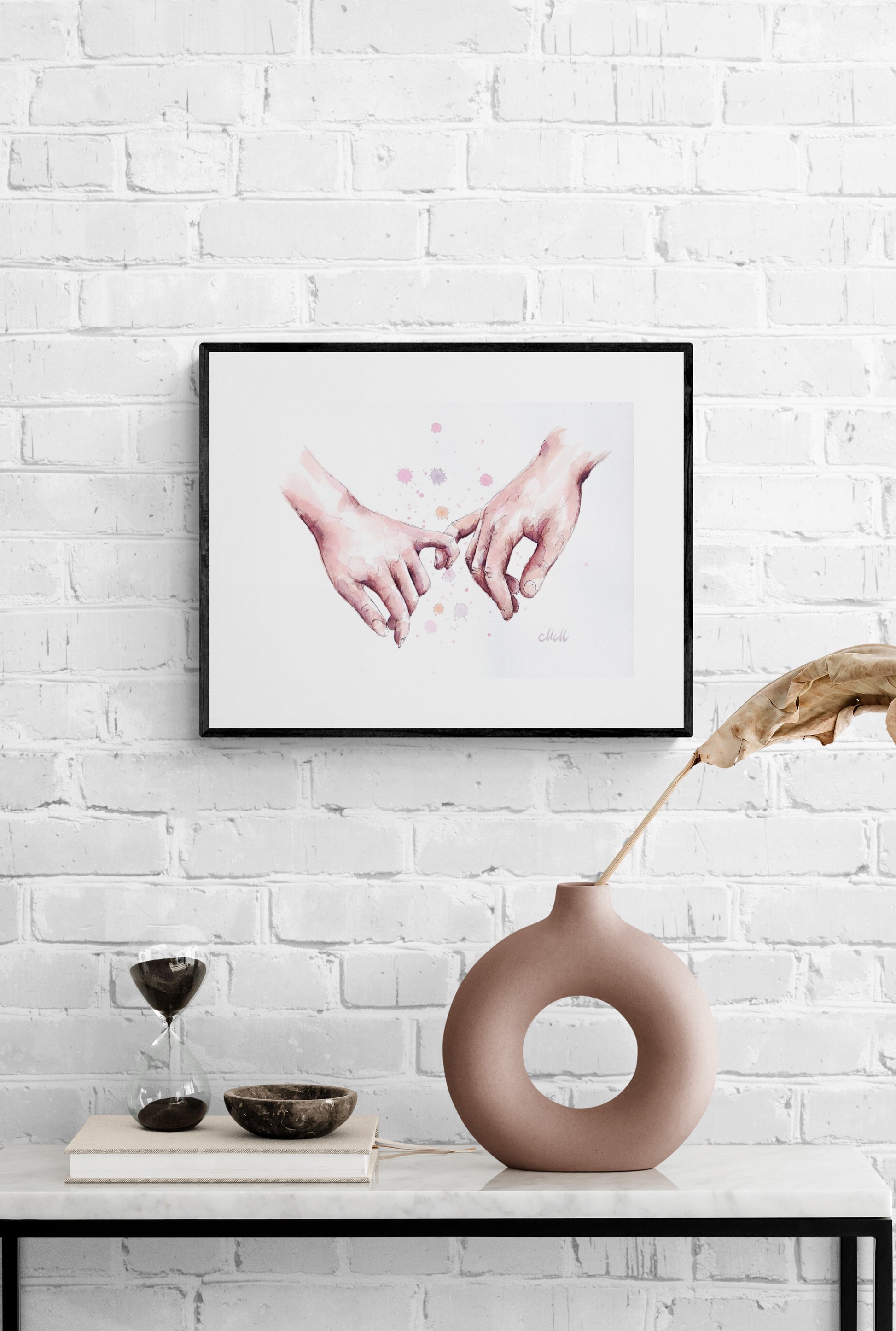 Romantic Hand-in-Hand – Watercolor Artwork - Ink Drawing

Bring warmth and intimacy to your space with this beautiful watercolor painting of a romantic hand-in-hand moment.

The delicate water drops, ink drawing and natural skin tones create a soft, emotional connection, making it a perfect piece for your home.

Artwork Size: 14" x 11" (38 cm x 28 cm)