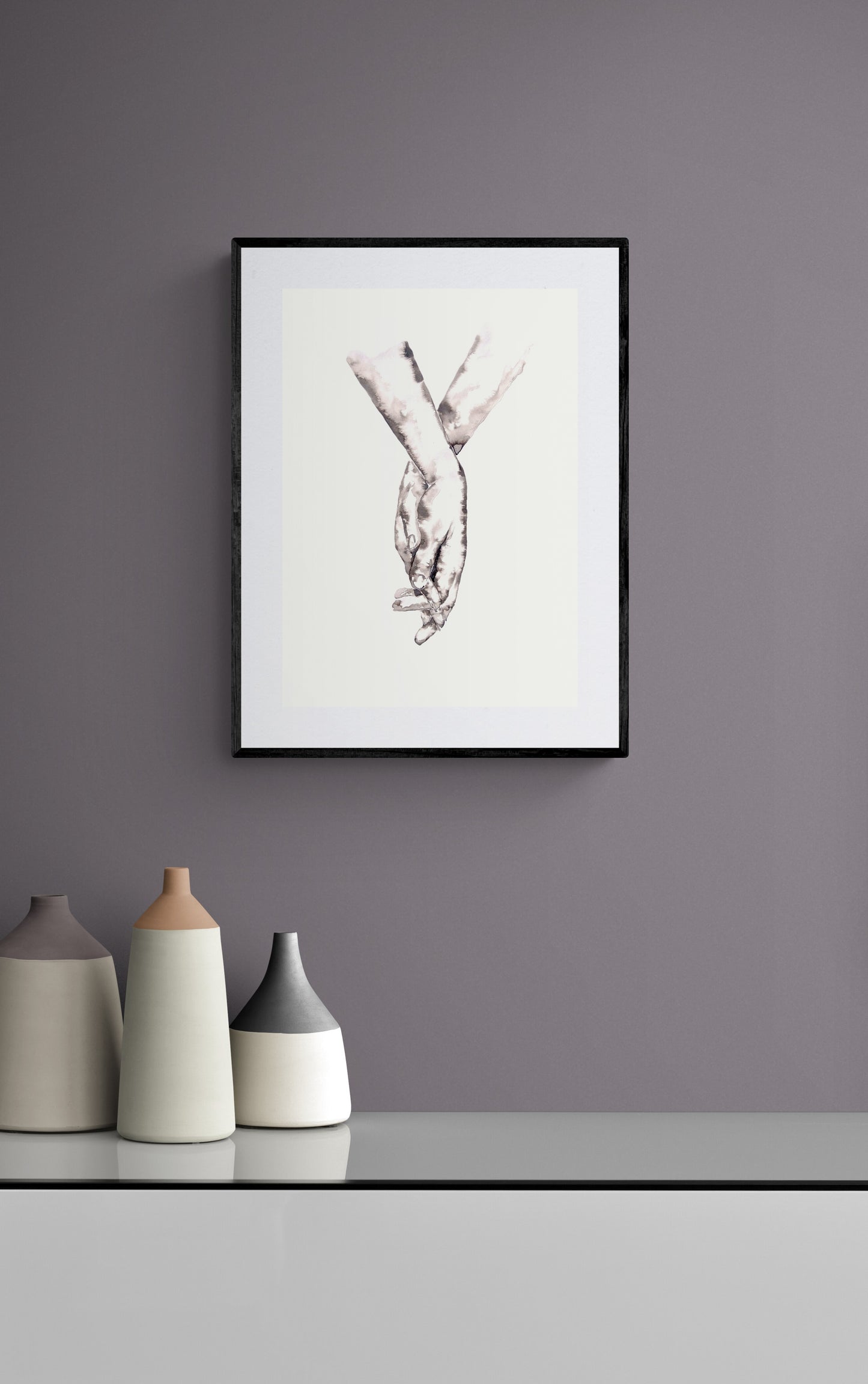 Lovers Holding Hands IV – Minimalist Art - Ink Painting

This beautiful hand painting is the perfect gift for lovers, symbolizing love, connection, and unity.

The simple abstract wall art effortlessly complements contemporary home, Scandinavian living room and boho home.&nbsp;

Hand in hand art is a meaningful symbol of love, an ideal choice for holway wall decor or dining room wall decoration. This piece adds a stunning touch to any family home.

Size: 16" x 11" (42 cm x 29 cm)