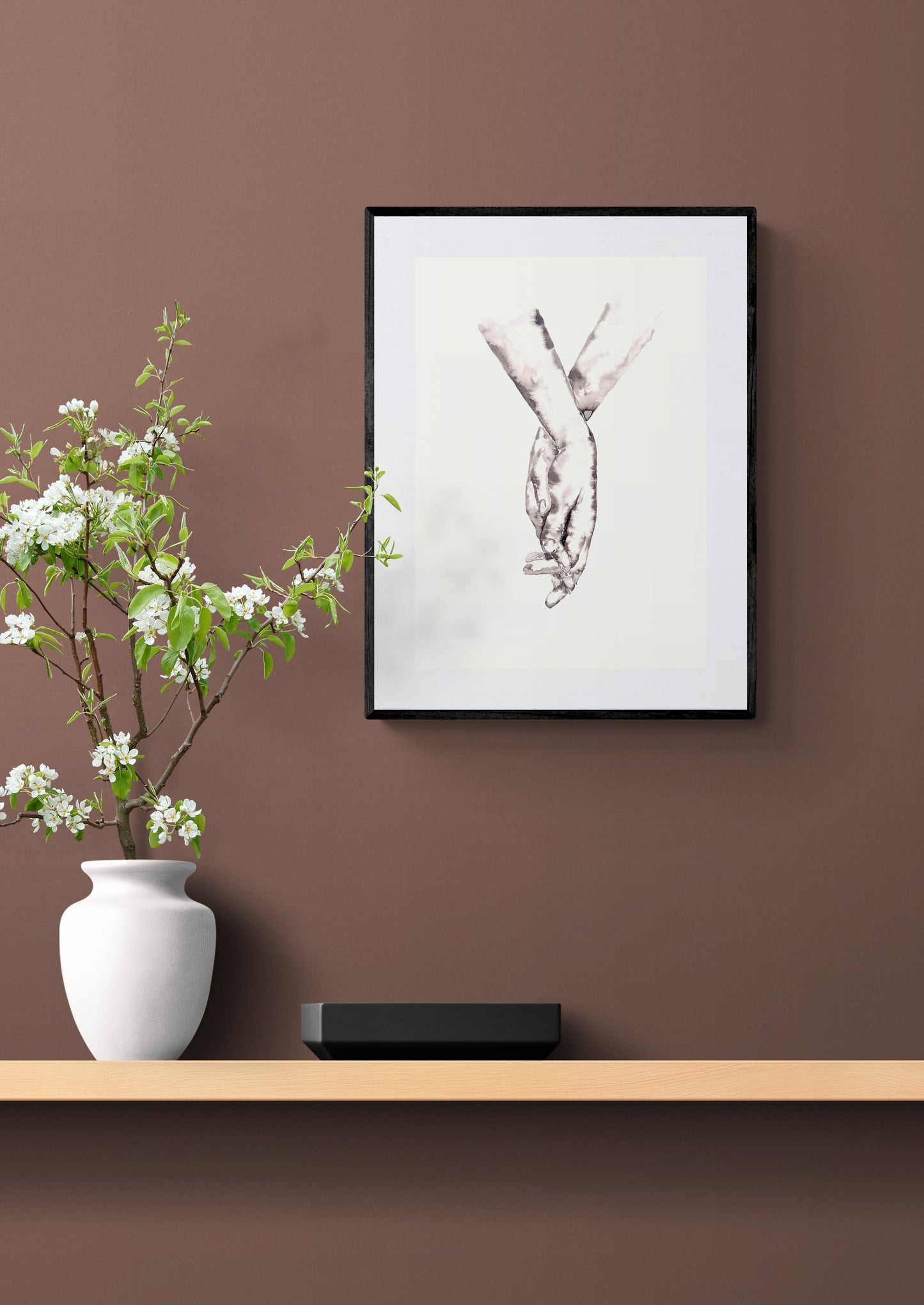 Lovers Holding Hands IV – Minimalist Art - Ink Painting

This beautiful hand painting is the perfect gift for lovers, symbolizing love, connection, and unity.

The simple abstract wall art effortlessly complements contemporary home, Scandinavian living room and boho home.&nbsp;

Hand in hand art is a meaningful symbol of love, an ideal choice for holway wall decor or dining room wall decoration. This piece adds a stunning touch to any family home.

Size: 16" x 11" (42 cm x 29 cm)