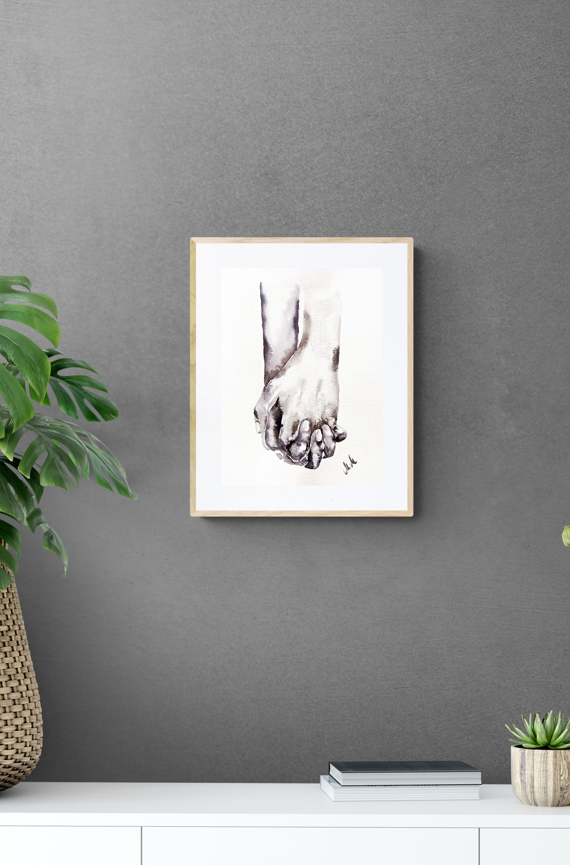 Lovers Holding Hands – Minimalist wall art - Ink Painting

This black and white wall art is a beautiful minimalist art, perfect for a modern home, Scandinavian-style space, or boho home.

Its timeless simple design makes it a versatile addition to any room: bedroom, living room and including a home office or hallway.

Ideal as a thoughtful gift for lovers, young families, or as family home wall art, it brings a sense of love and unity to any space.