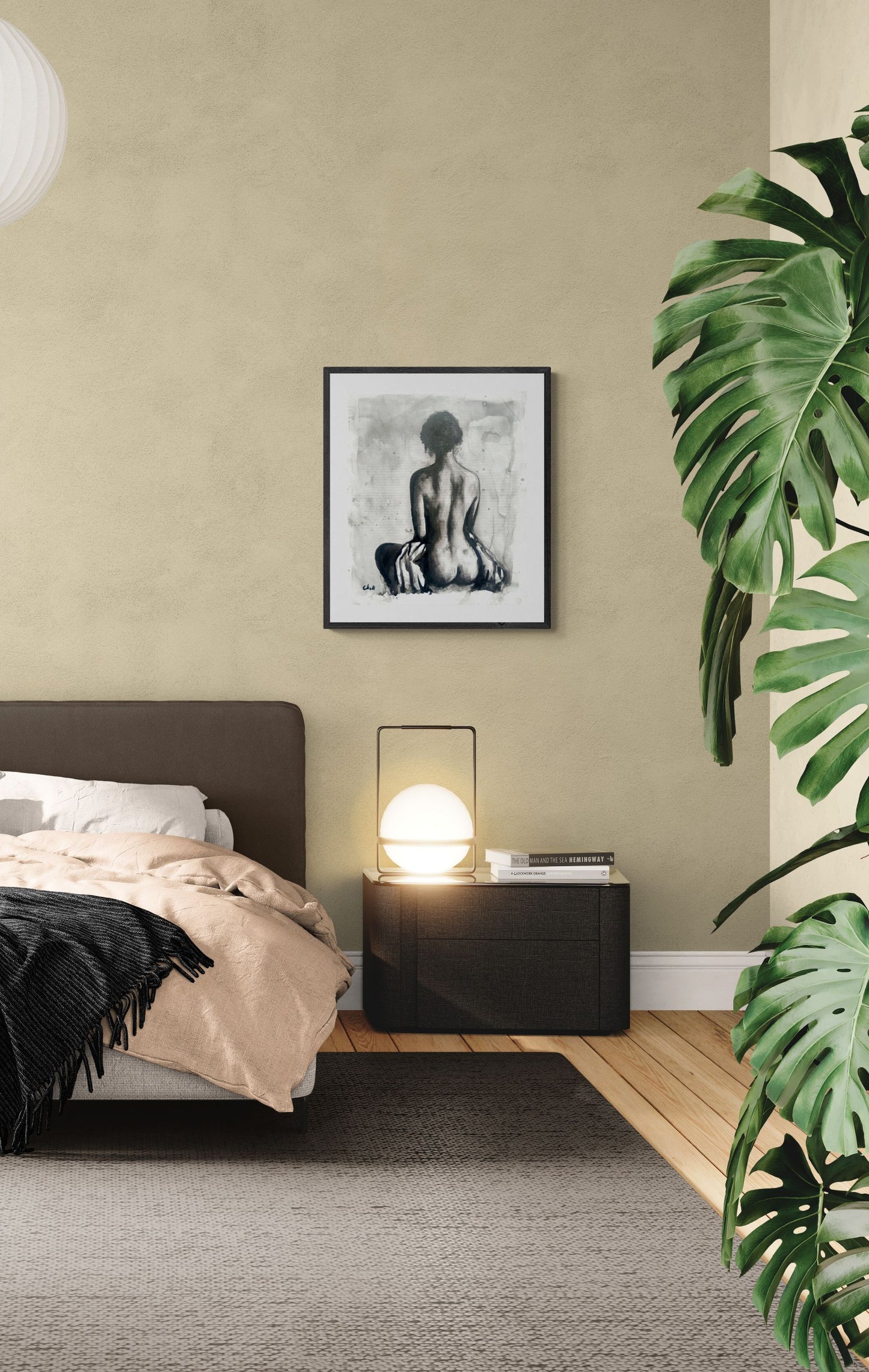 Seated Presence - Ink Female Figure
