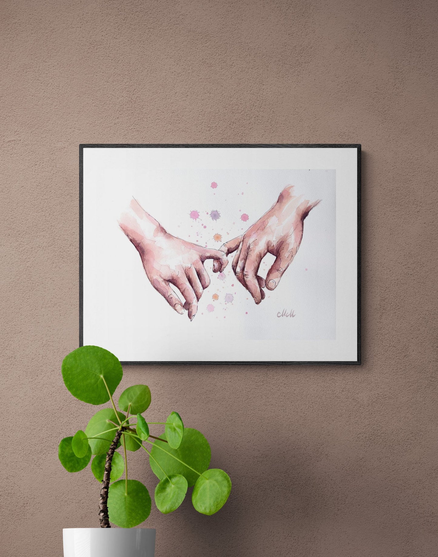 Hand in hand III - watercolor artwork