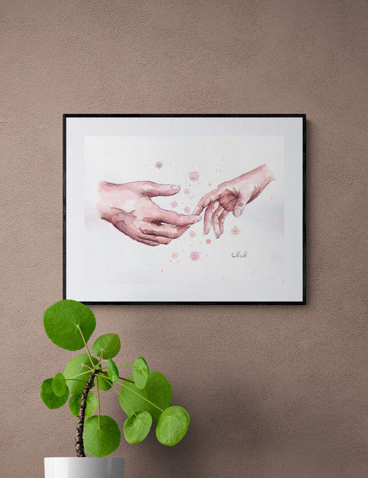 Hand in hand VII - watercolor artwork