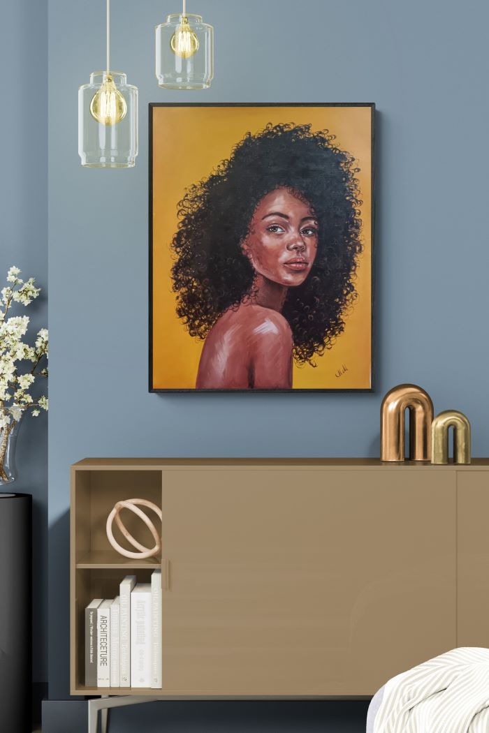 Portrait of woman is unique gift idea for someone special or a striking addition to any modern living room wall and bedroom decor, this artwork embodies both elegance and empowerment.