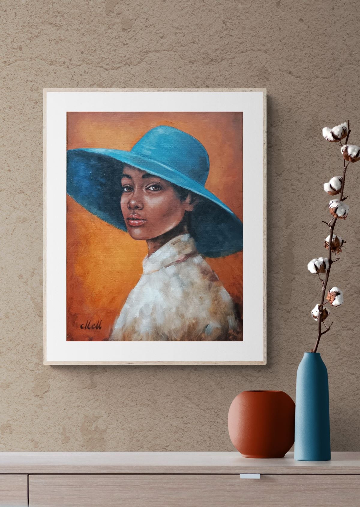 Blue Elegance - original oil portrait painting