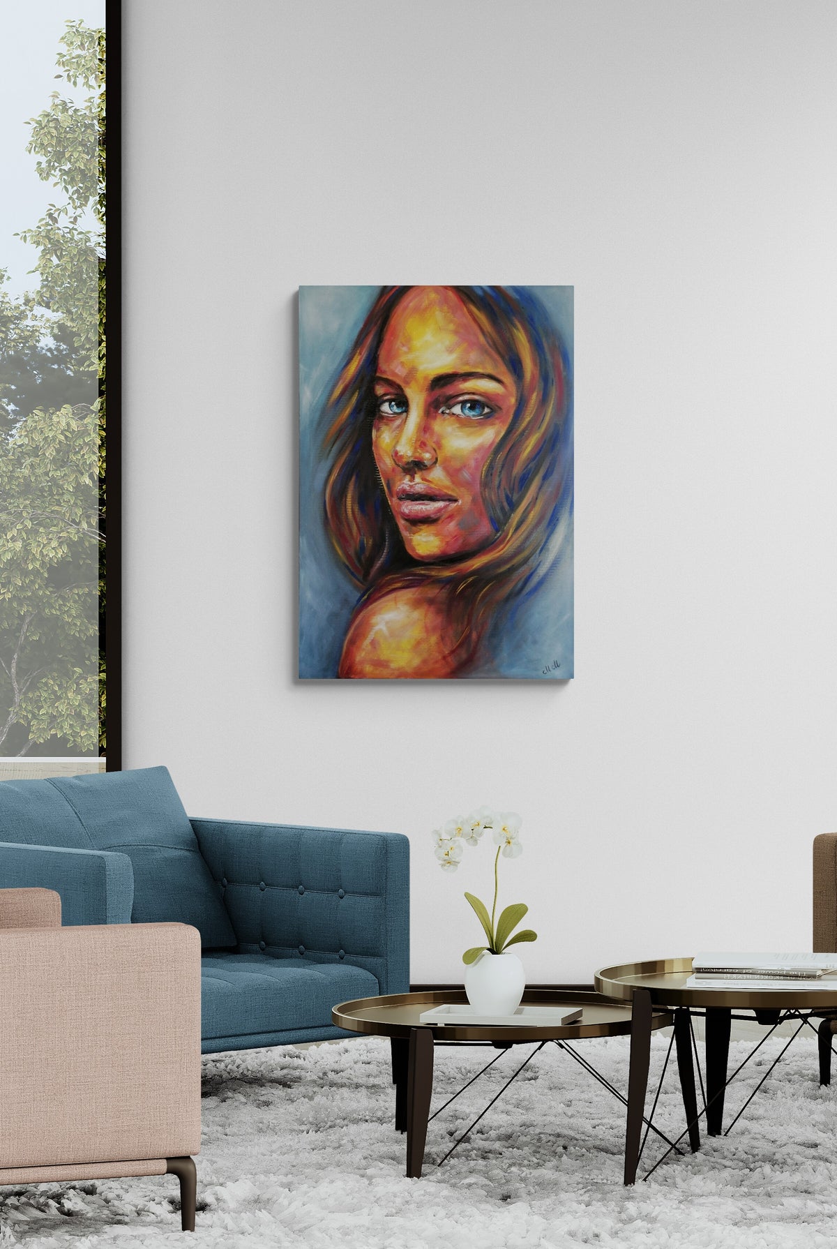 buy large colorful oil portrait painting for modern home – MM Art ...