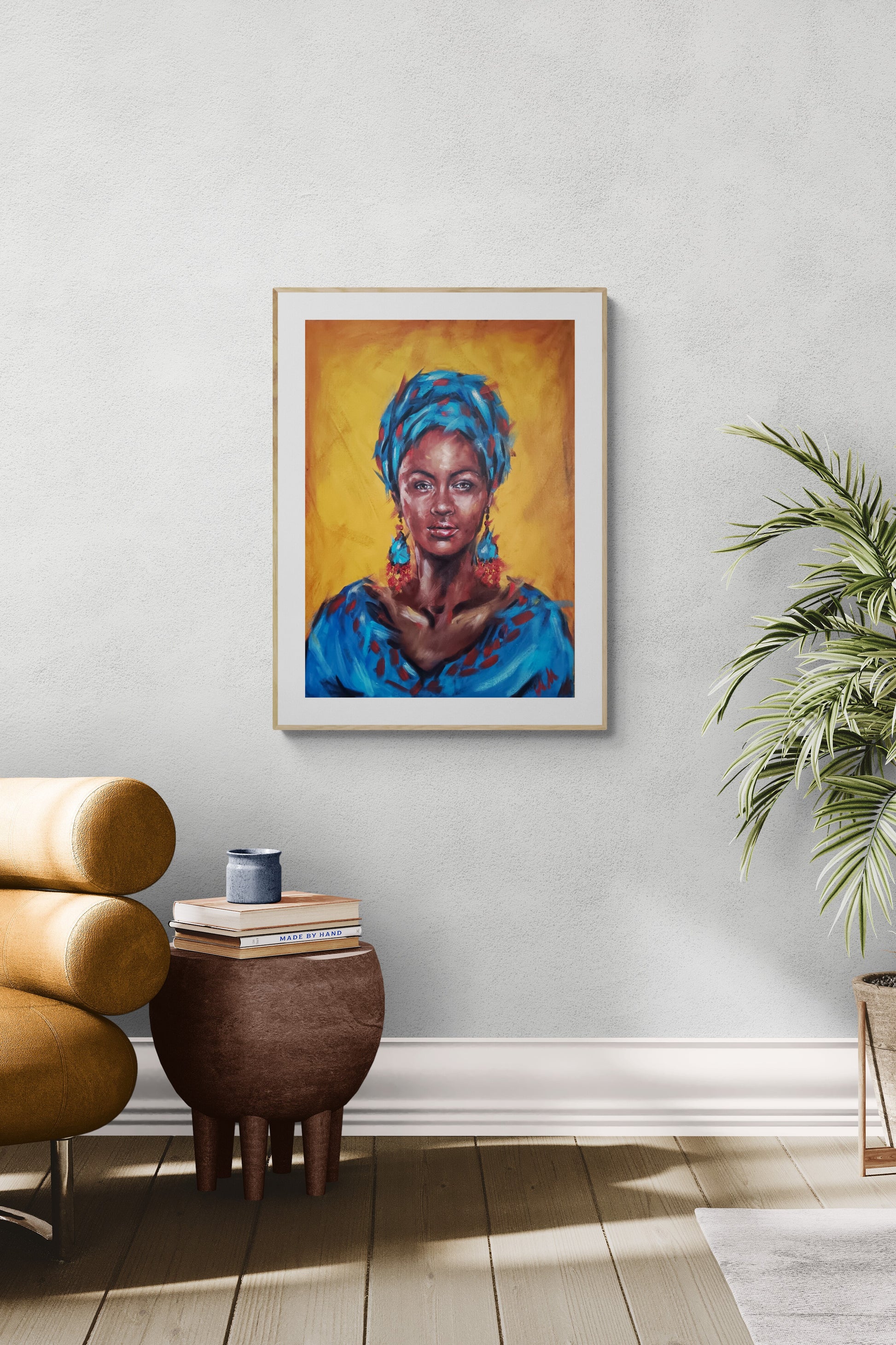 living-room artwork - original portrait painting of a woman