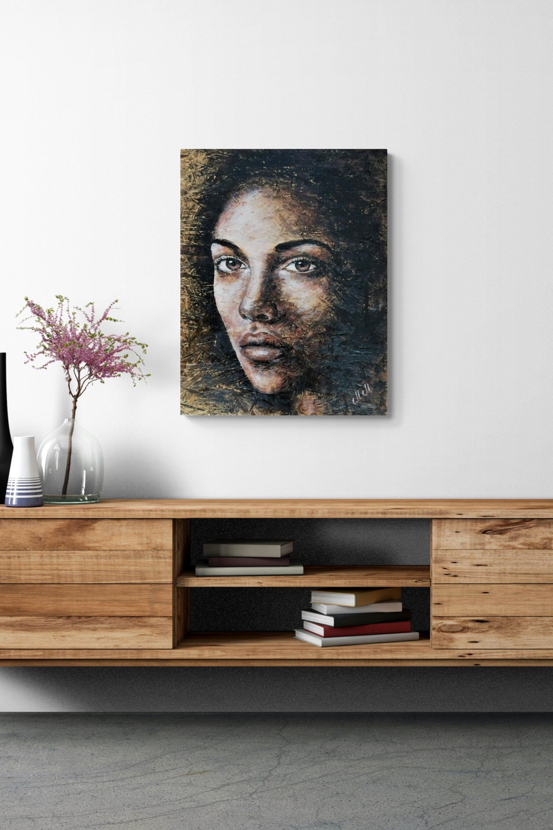 Hand-painted face portrait on reclaimed OSB wood panel, modern rustic wall art, textured acrylic painting, unique home decor, 49 cm x 60 cm, ready to hang.




hand-painted face portrait on reclaimed OSB wood panel, modern rustic wall art, textured acrylic painting, unique home decor, 49 cm x 60 cm, ready to hang.
