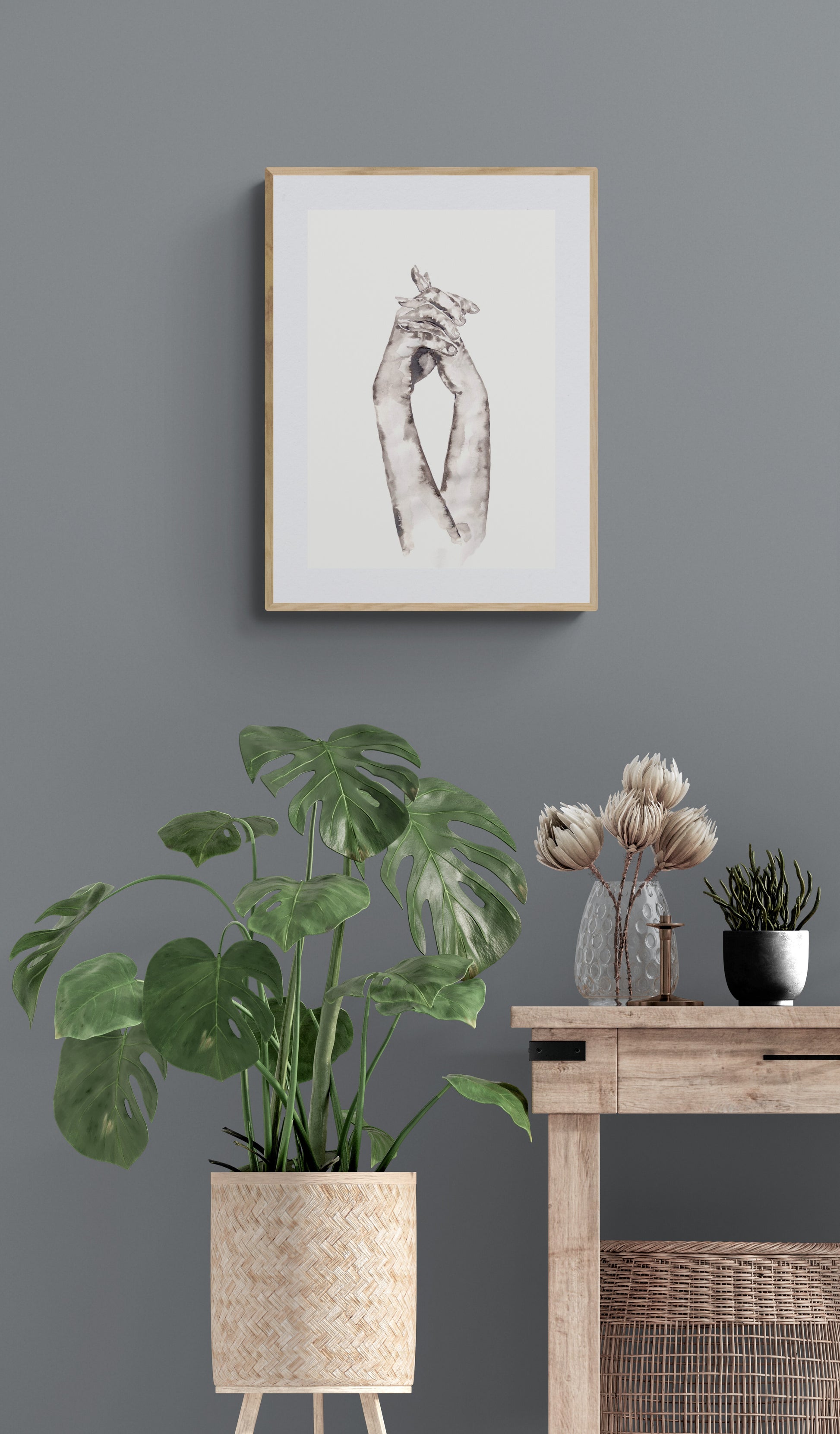 Lovers Holding Hands V – Minimalist Art - Ink Painting

This beautiful hand painting is the perfect gift for lovers, symbolizing love, connection, and unity.

The simple abstract wall art effortlessly complements contemporary home, Scandinavian living room and boho home.&nbsp;

Hand in hand art is a meaningful symbol of love, an ideal choice for holway wall decor or dining room wall decoration. This piece adds a stunning touch to any family home.

Size: 16" x 11" (42 cm x 29 cm)