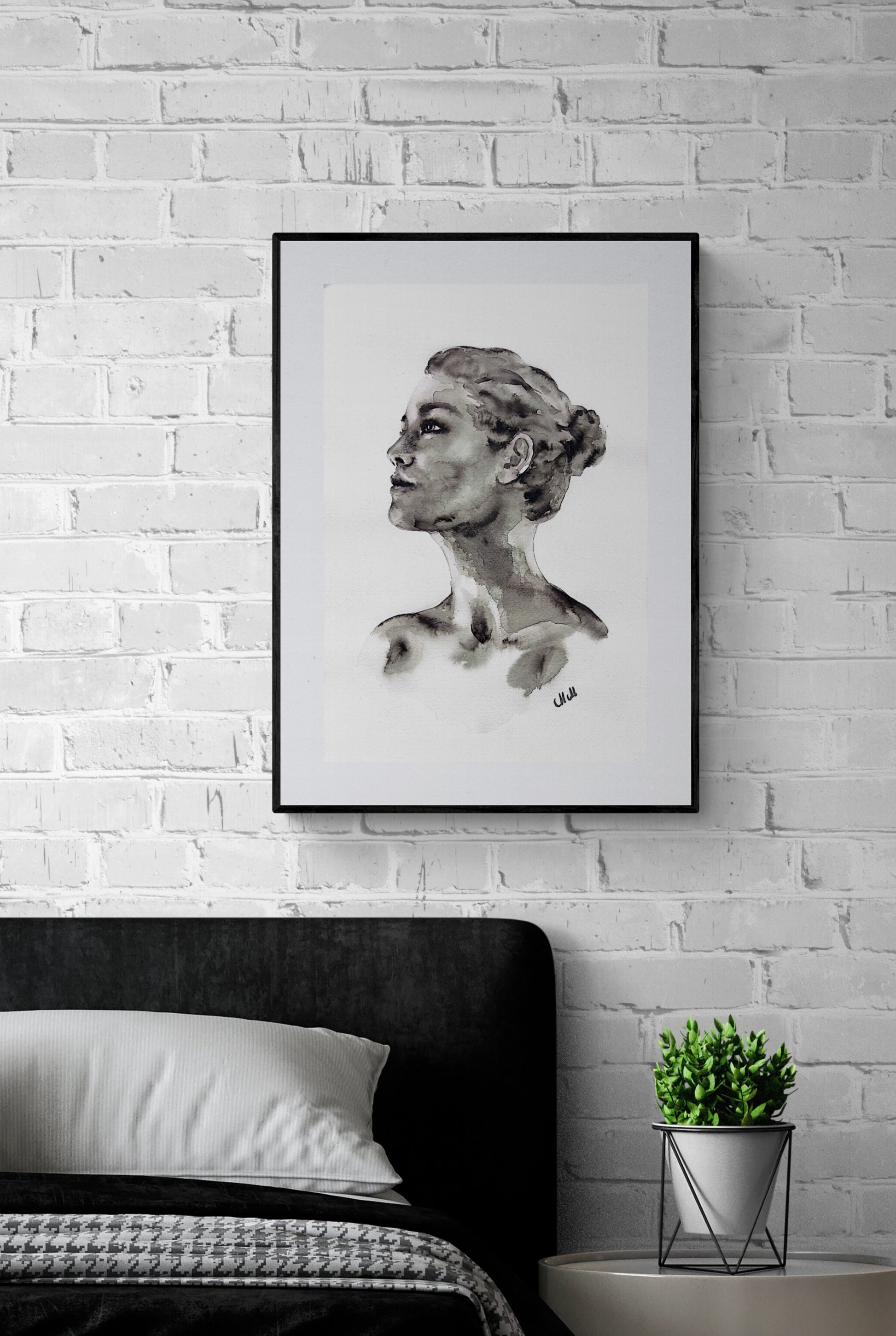 Power - Ink Portrait Painting – Original Black and White Female Profile Art

This female face is handmade drawing that beautifully captures the essence of feminine power in a minimalist style.

Created with a delicate balance of black ink and water, the female profile radiates elegance and grace, making it a timeless addition to any space.

Minimalist portrait of a woman artwork is simple yet powerful, demonstrating the beauty that can come from just water and ink.