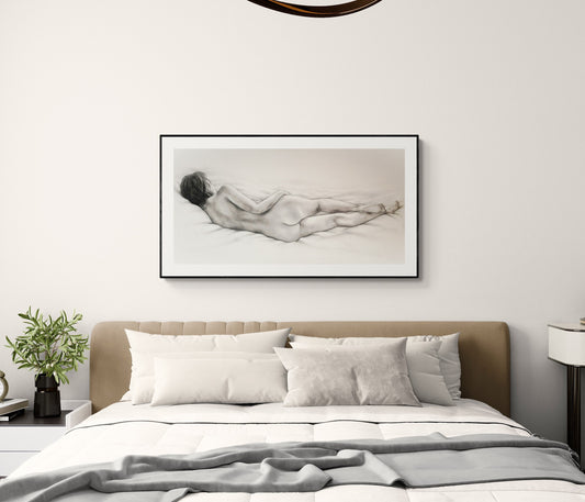 Body in Stillness - nude charcoal drawing