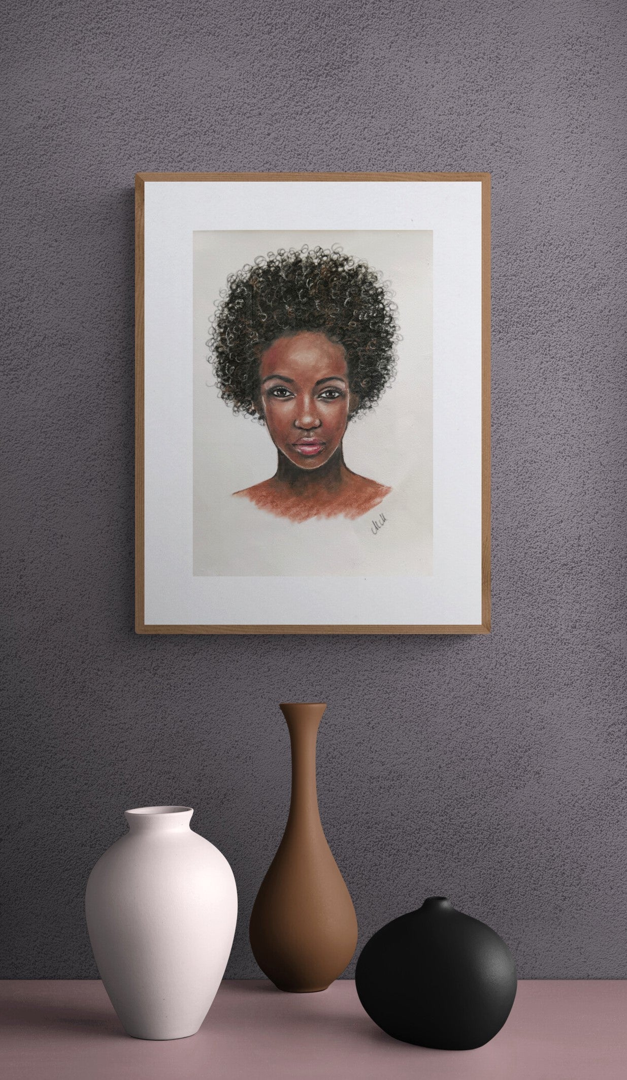 Grace in Her Eyes - original oil pastel portrait