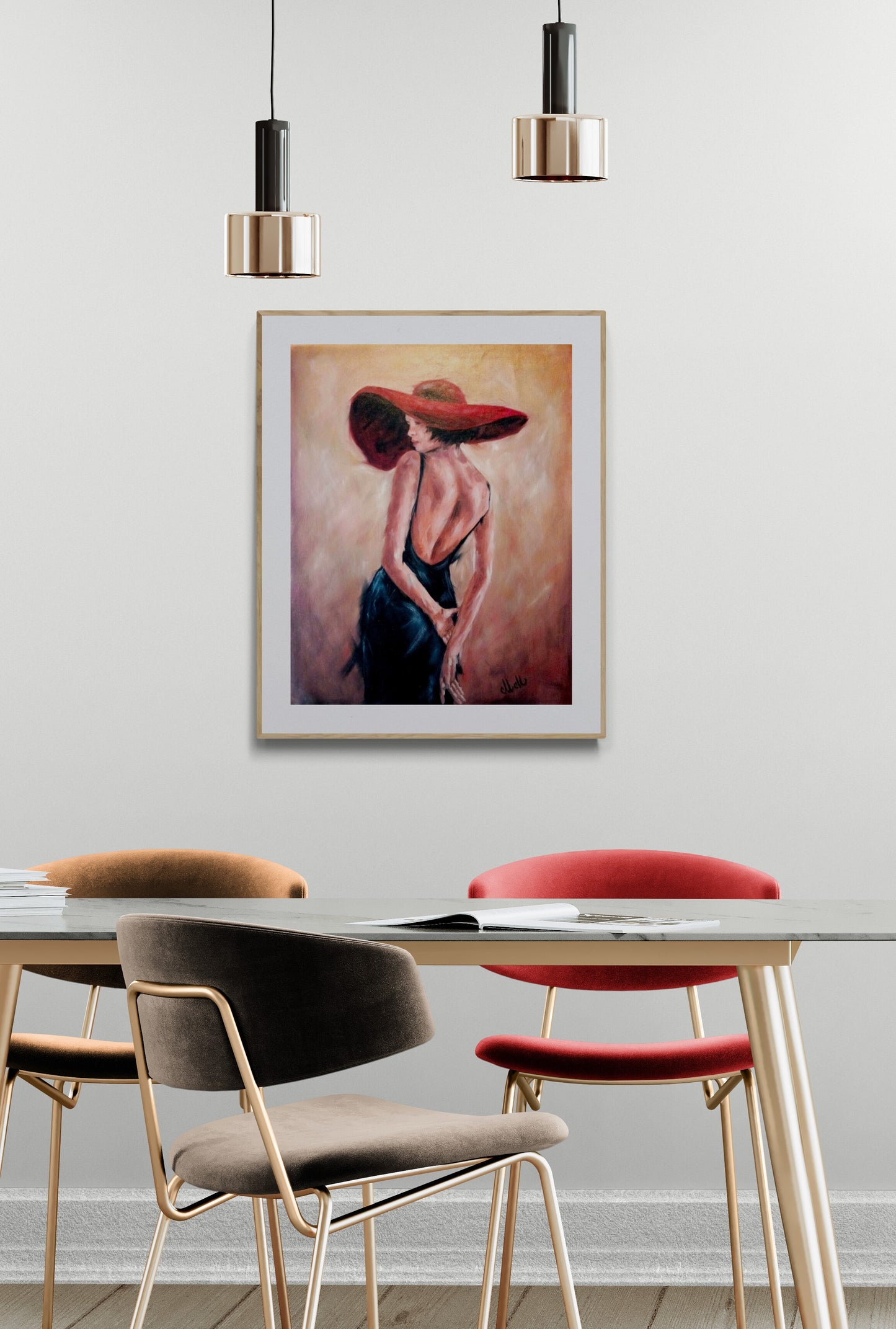 Hand-painted in rich oil colors on canvas (unstretched), this piece highlights the beauty of the female form in a classic, expressive style.

Size: 50 cm x 60 cm (20" x 24")

Perfect for elegant living rooms or intimate bedroom settings, this sensual portrait also makes a thoughtful gift for anyone who appreciates feminine beauty in art. It's a beautiful addition to a home gallery or personal art wall.