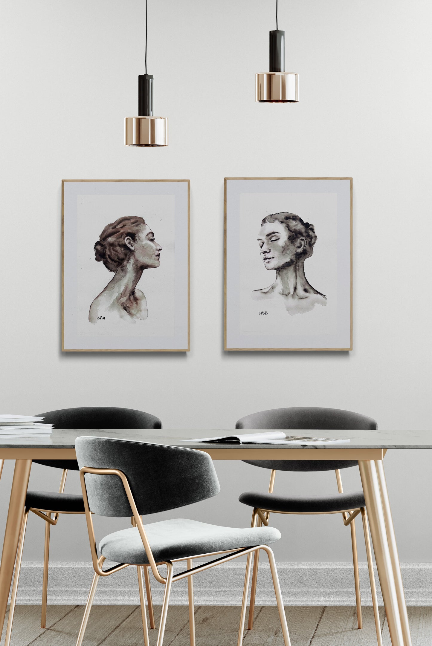 In Love Ink Portrait Painting – Original Black and White Female Profile Art

This captivating female portrait is a handmade drawing that beautifully embodies the essence of femininity in a refined minimalist style.

Made with a delicate play of black ink and watercolors, the female profile exudes both grace and strength, making it a timeless statement piece for any space.

This minimalist woman’s portrait is simple yet impactful, showcasing the elegance that emerges from just water and a hint of black.