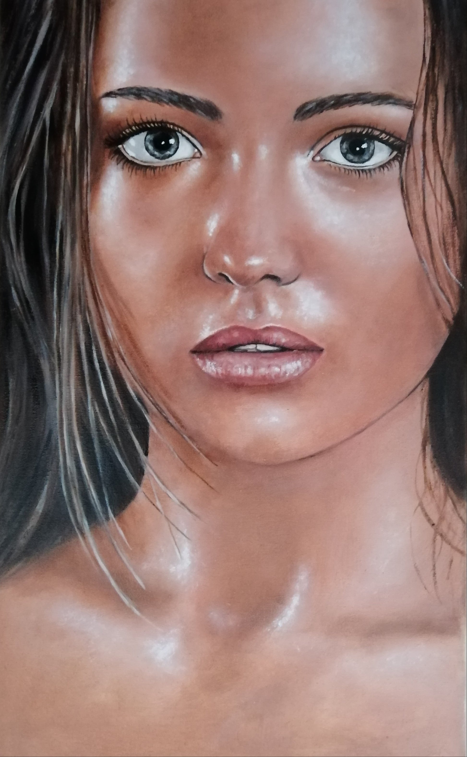 Close-up of a woman's face with detailed skin texture
