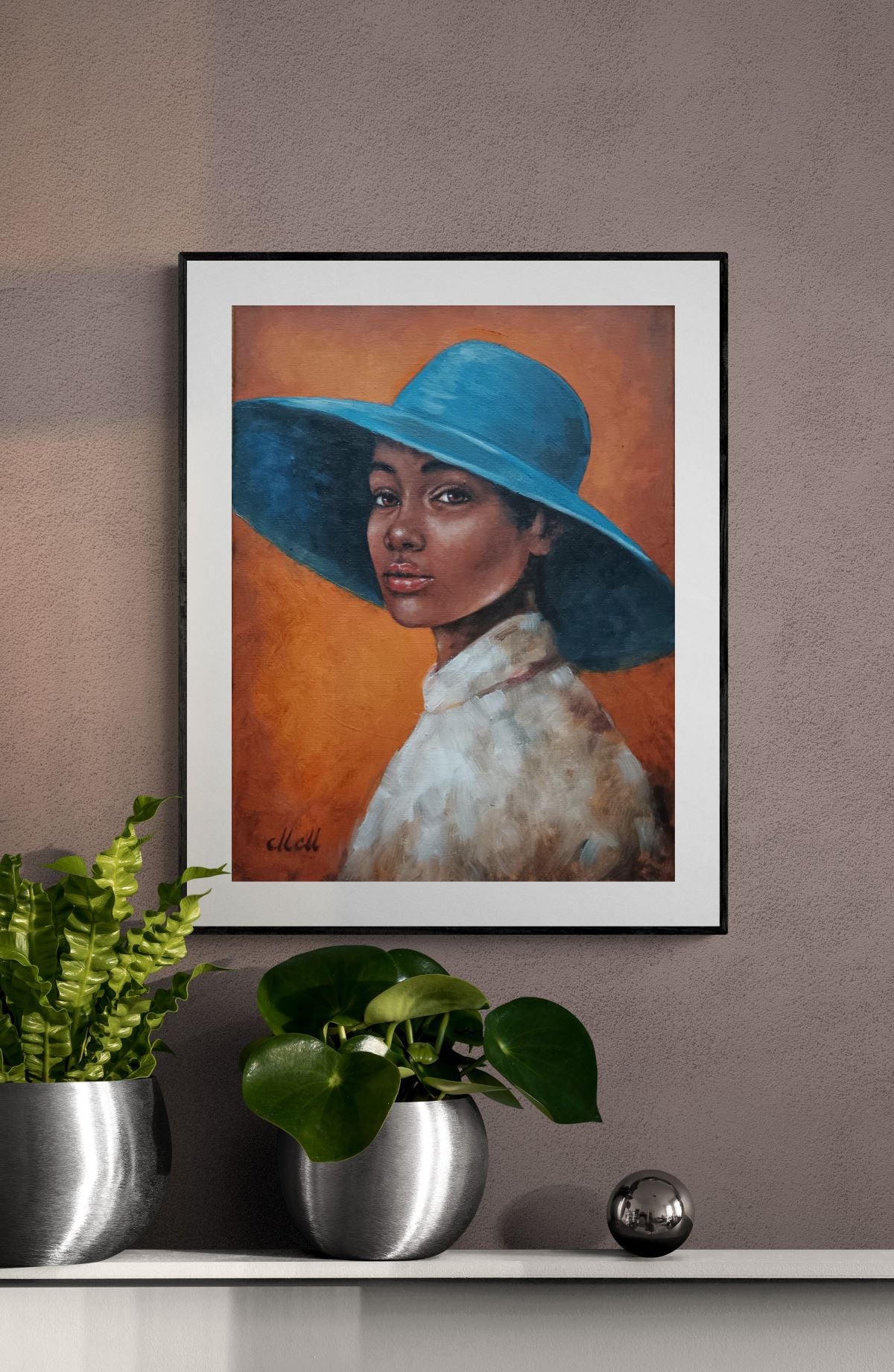 Blue Elegance - original oil portrait painting