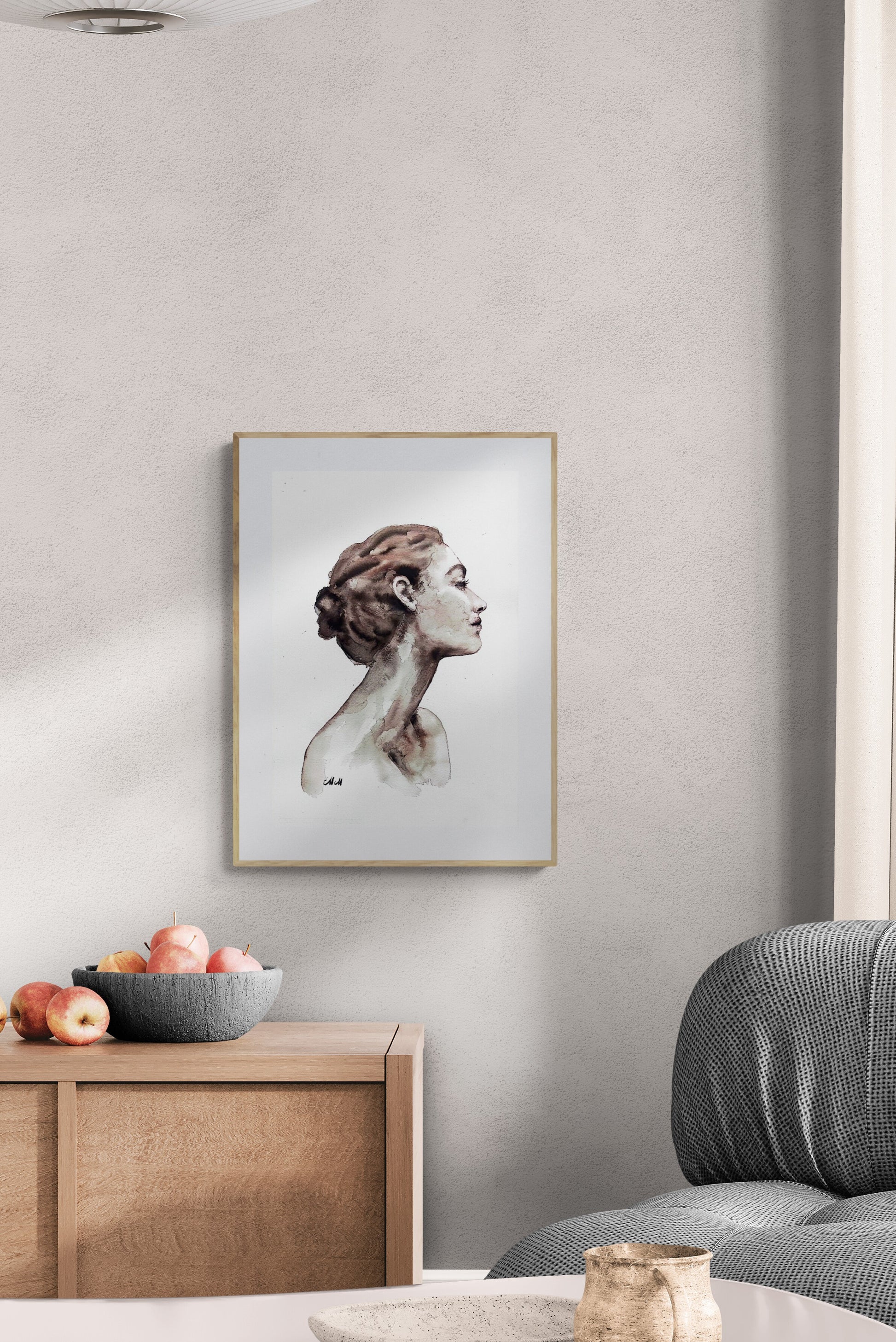 Grace Ink Portrait Painting – Original Black and White Female Profile Art

This female face is handmade drawing that beautifully captures the essence of feminine grace in a minimalist style.

Created with a delicate balance of black ink and watercolors, the female profile radiates elegance and grace, making it a timeless addition to any space.

Minimalist portrait of a woman artwork is simple yet powerful, demonstrating the beauty that can come from just water and a touch of black ink.